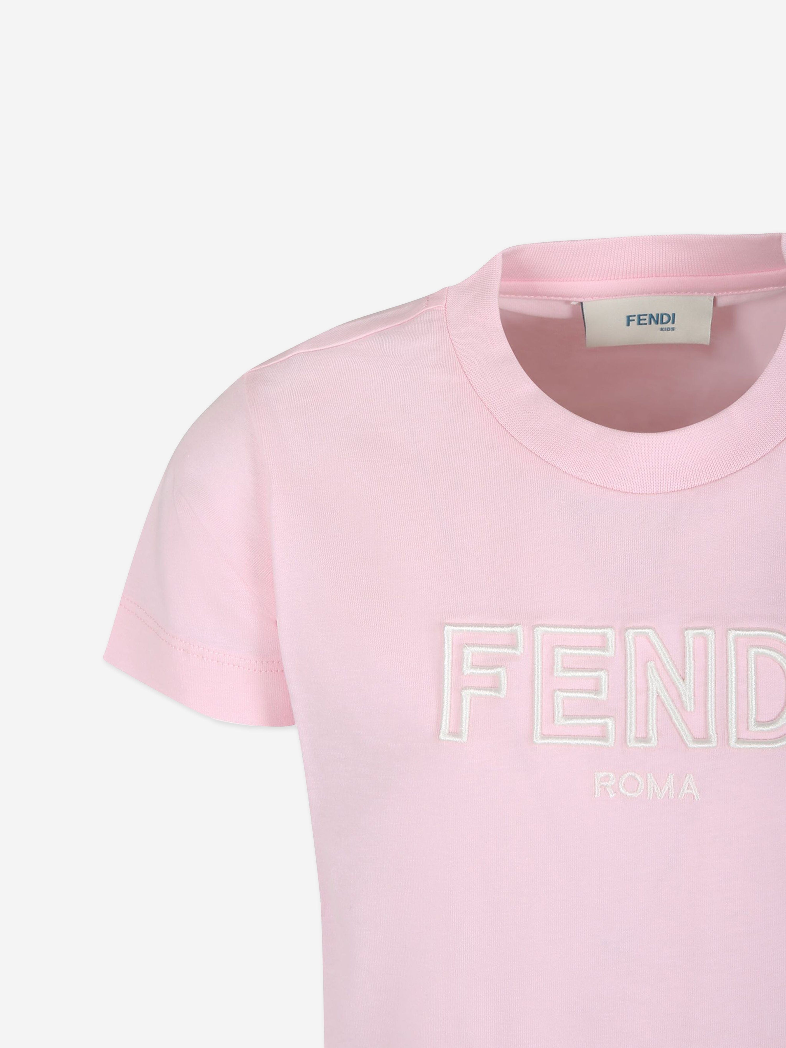 Fendi Girls Logo T-Shirt in Pink