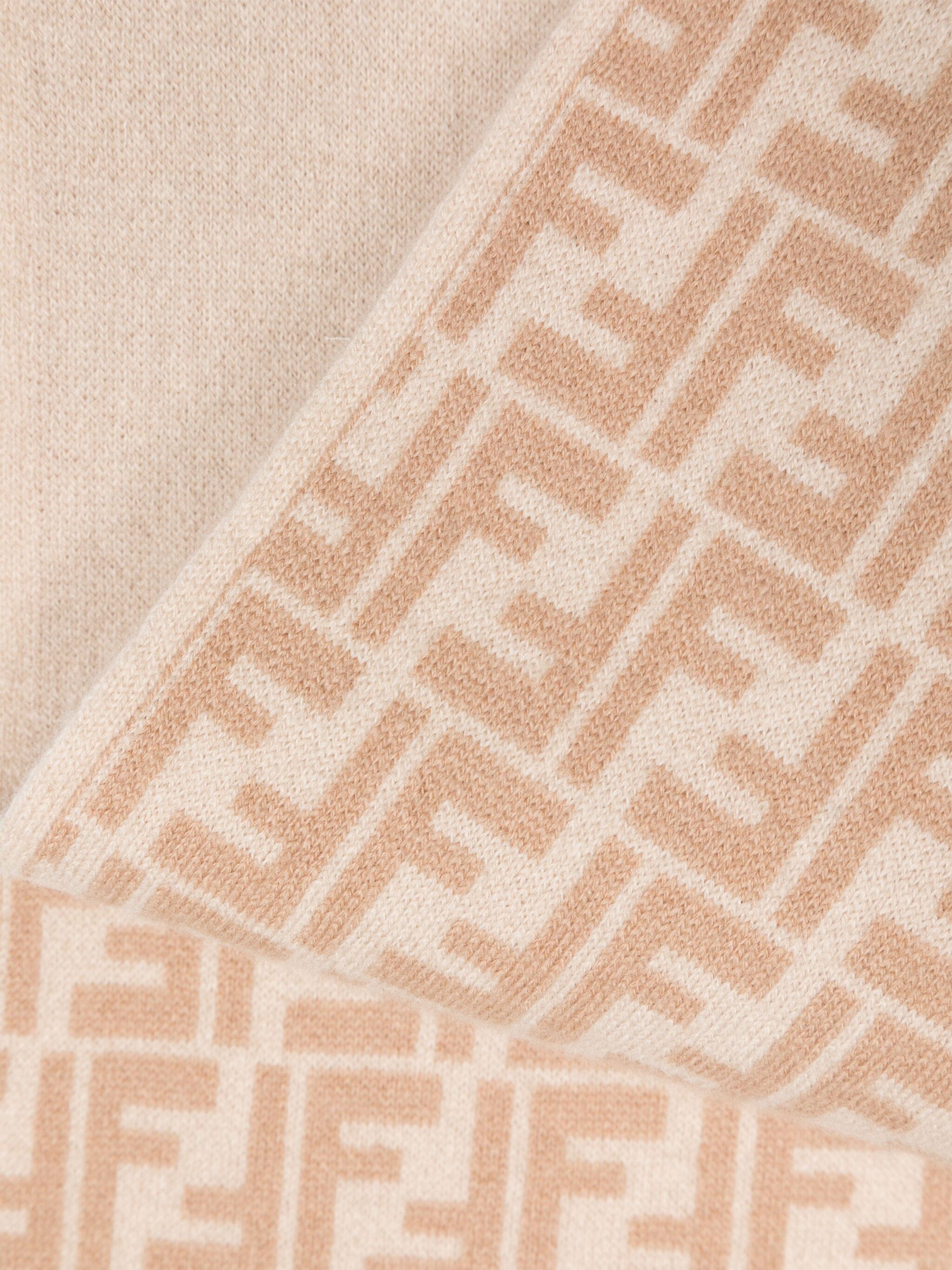 Kids Wool FF Reversible Scarf in Beige