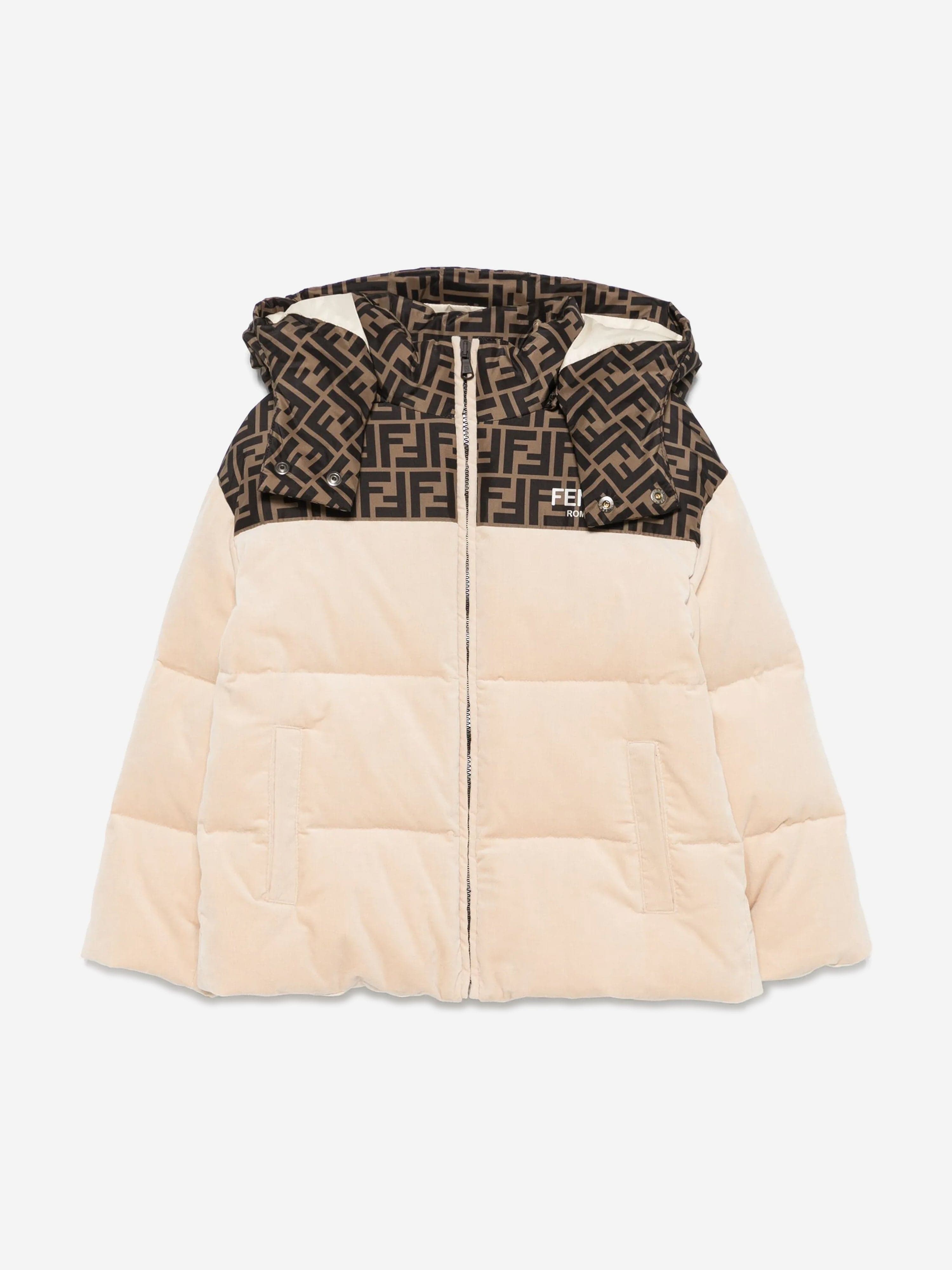Kids Down Padded Puffer Jacket in Beige