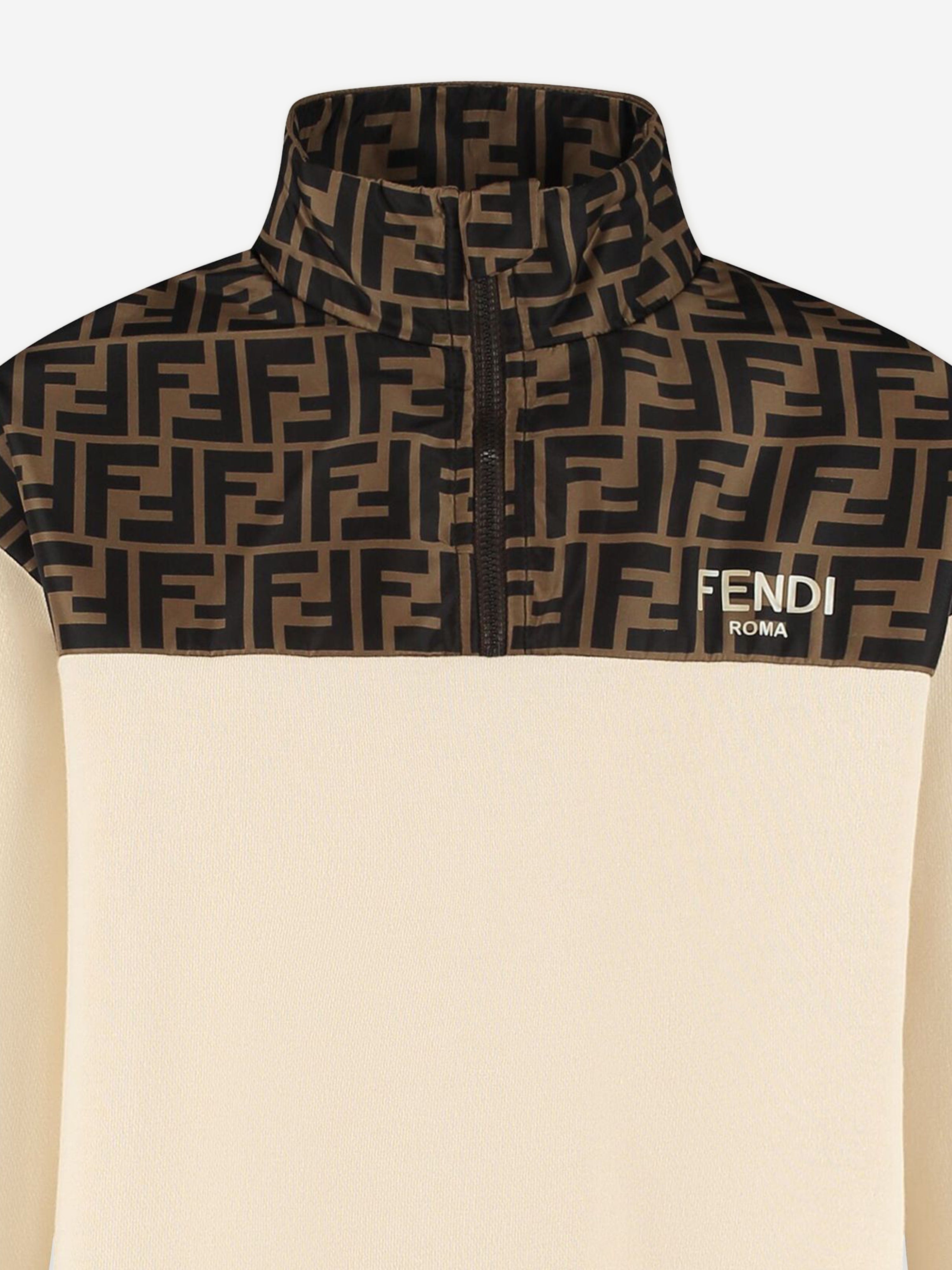 Fendi Kids FF Logo Sweatshirt in Beige