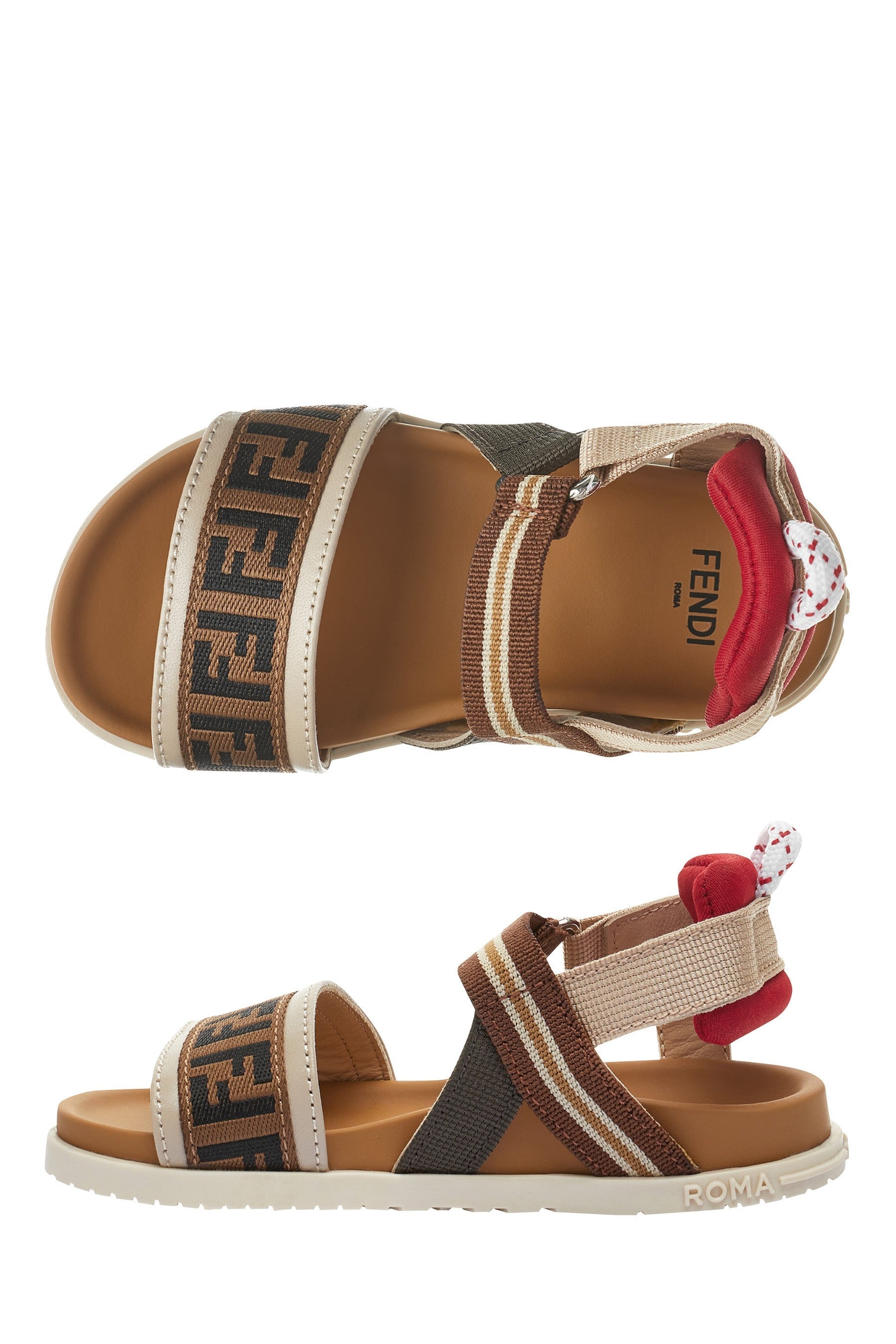 Kids FF Logo Sandals in Beige