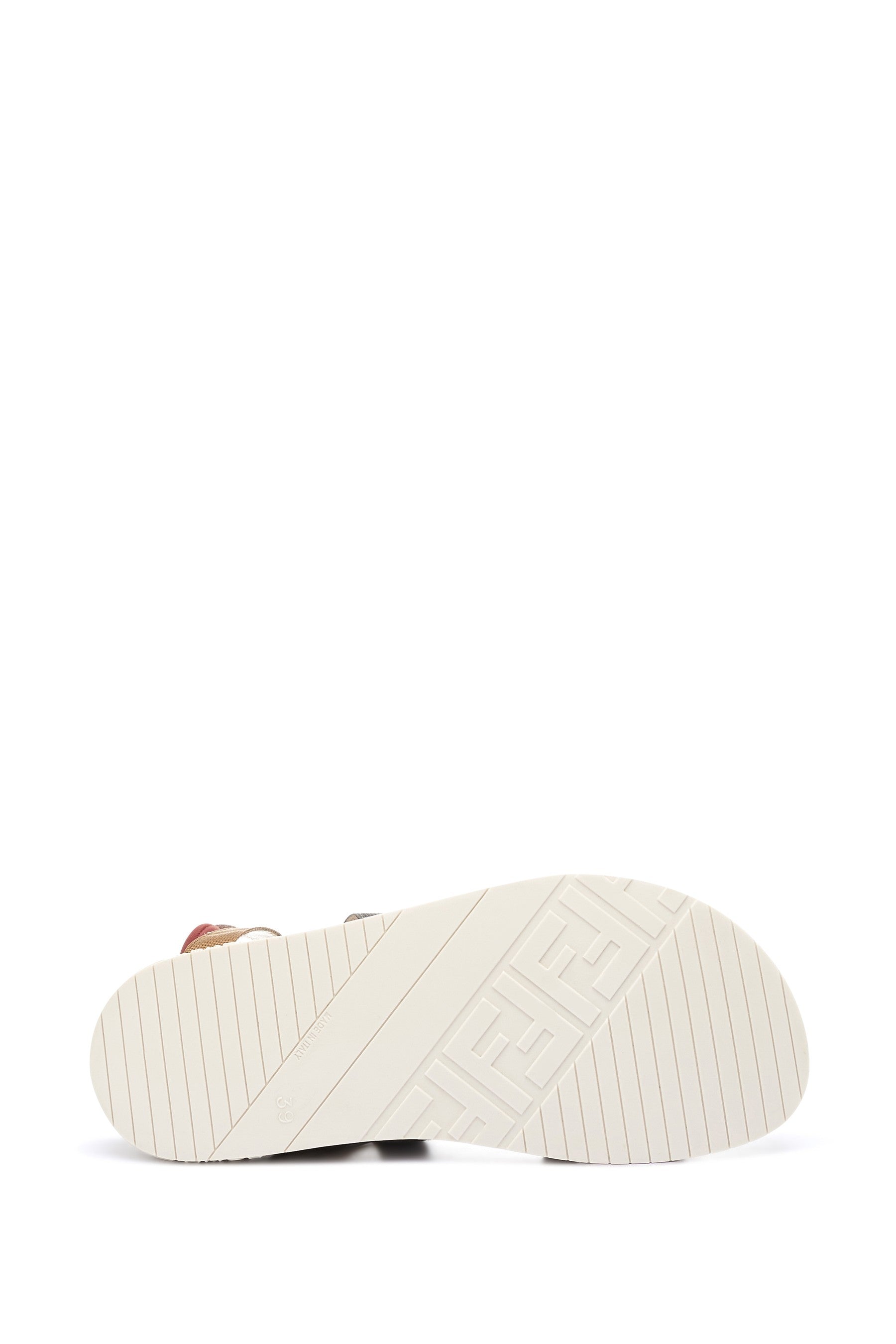 Kids Leather And Fabric FF Logo Sandals in Beige