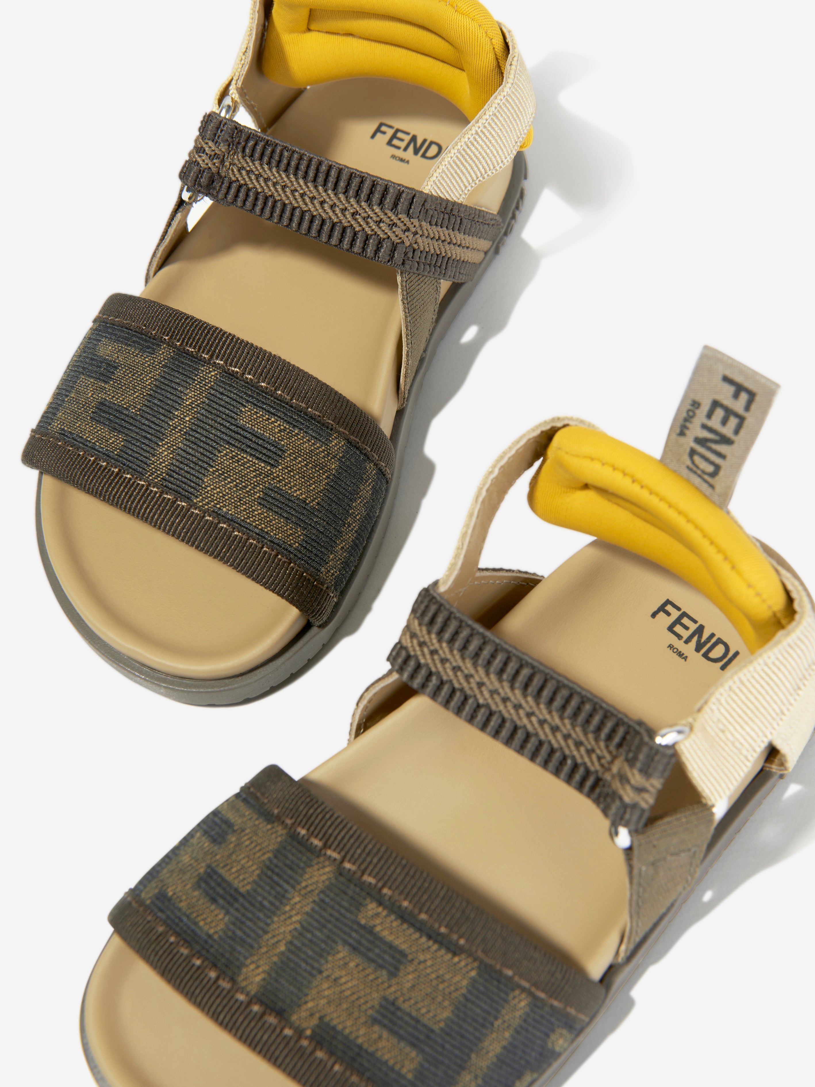Kids FF Logo Sandals in Brown