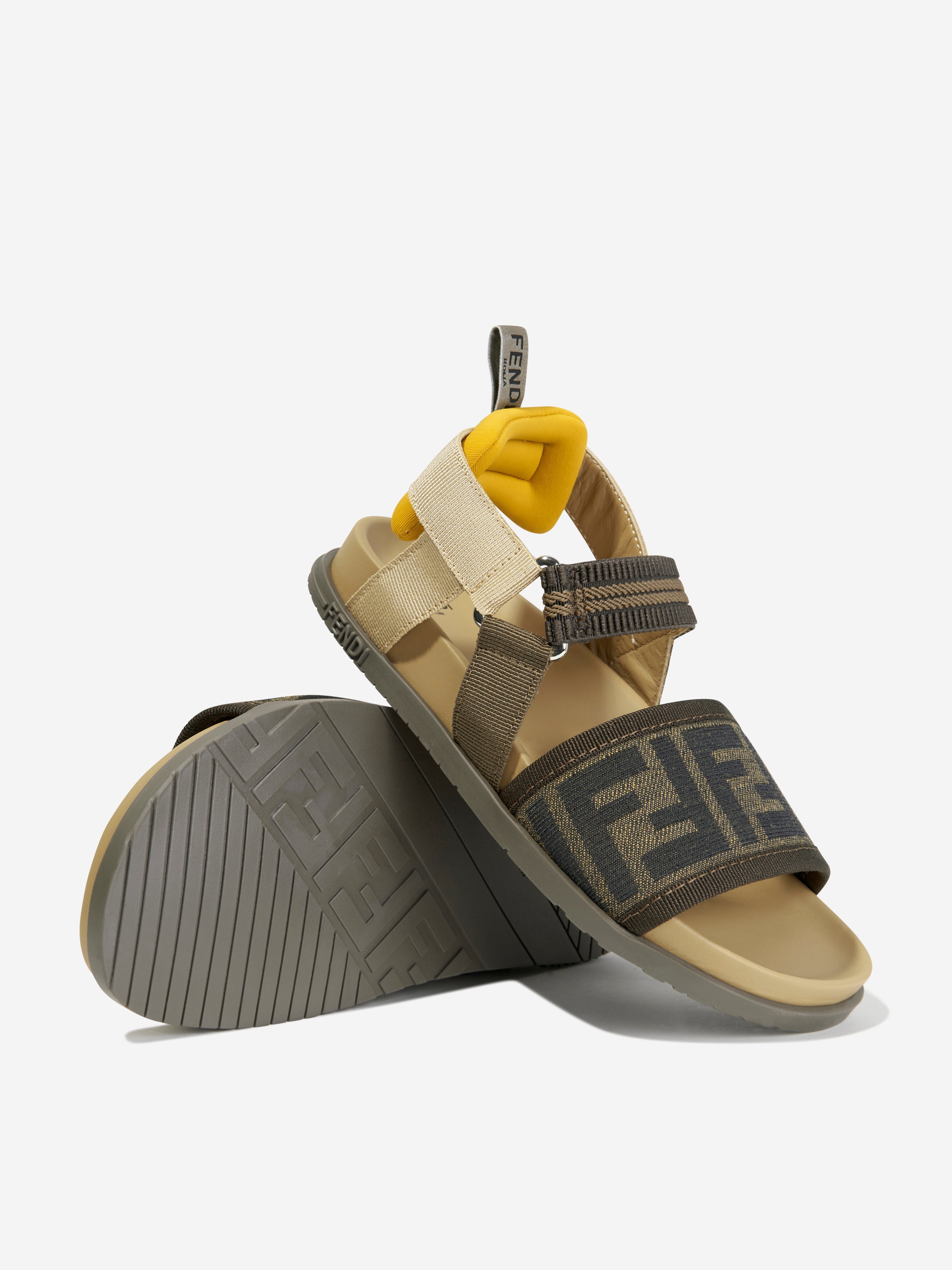 Kids FF Logo Sandals in Brown