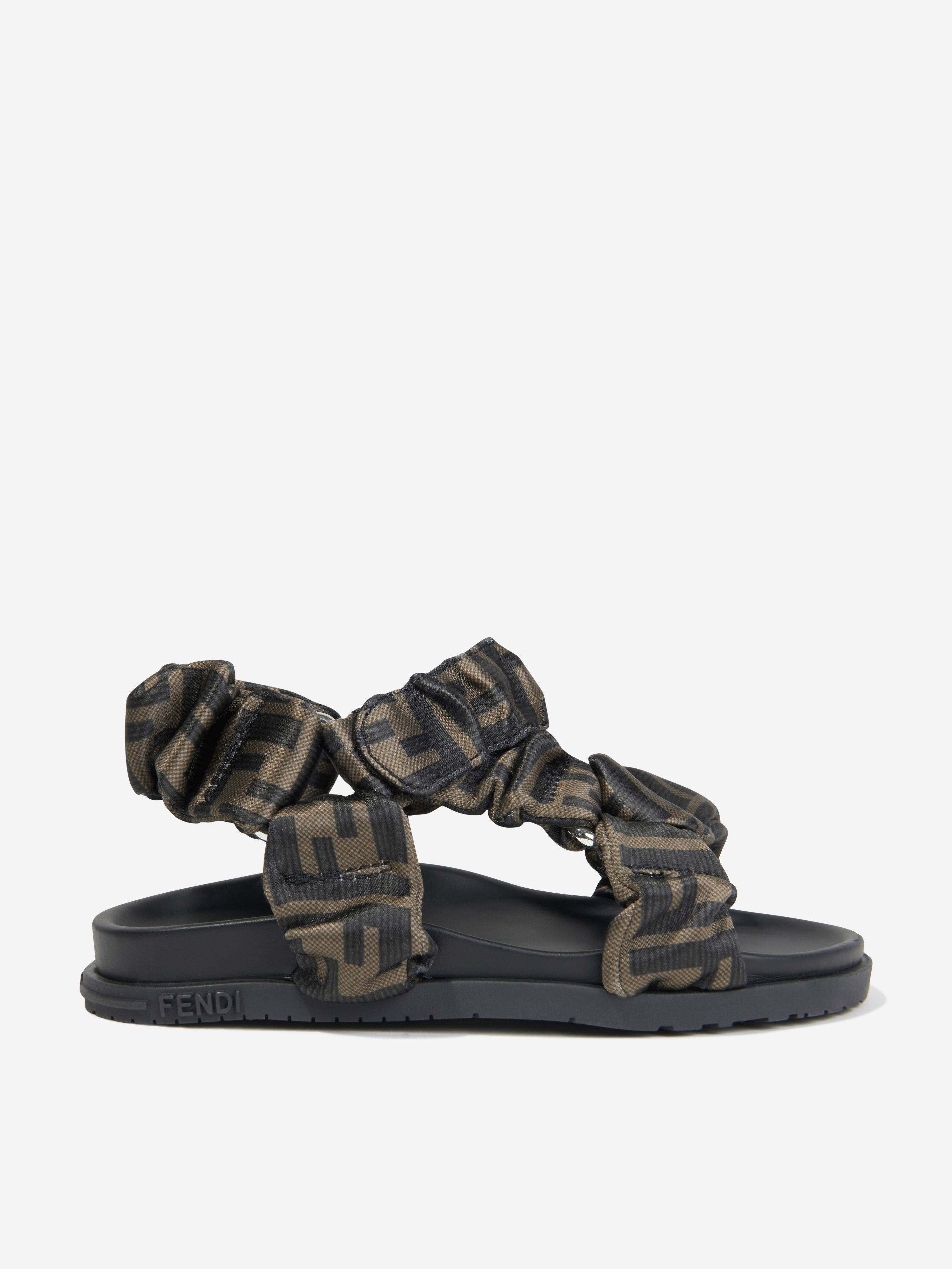 Kids FF Logo Sandals in Brown