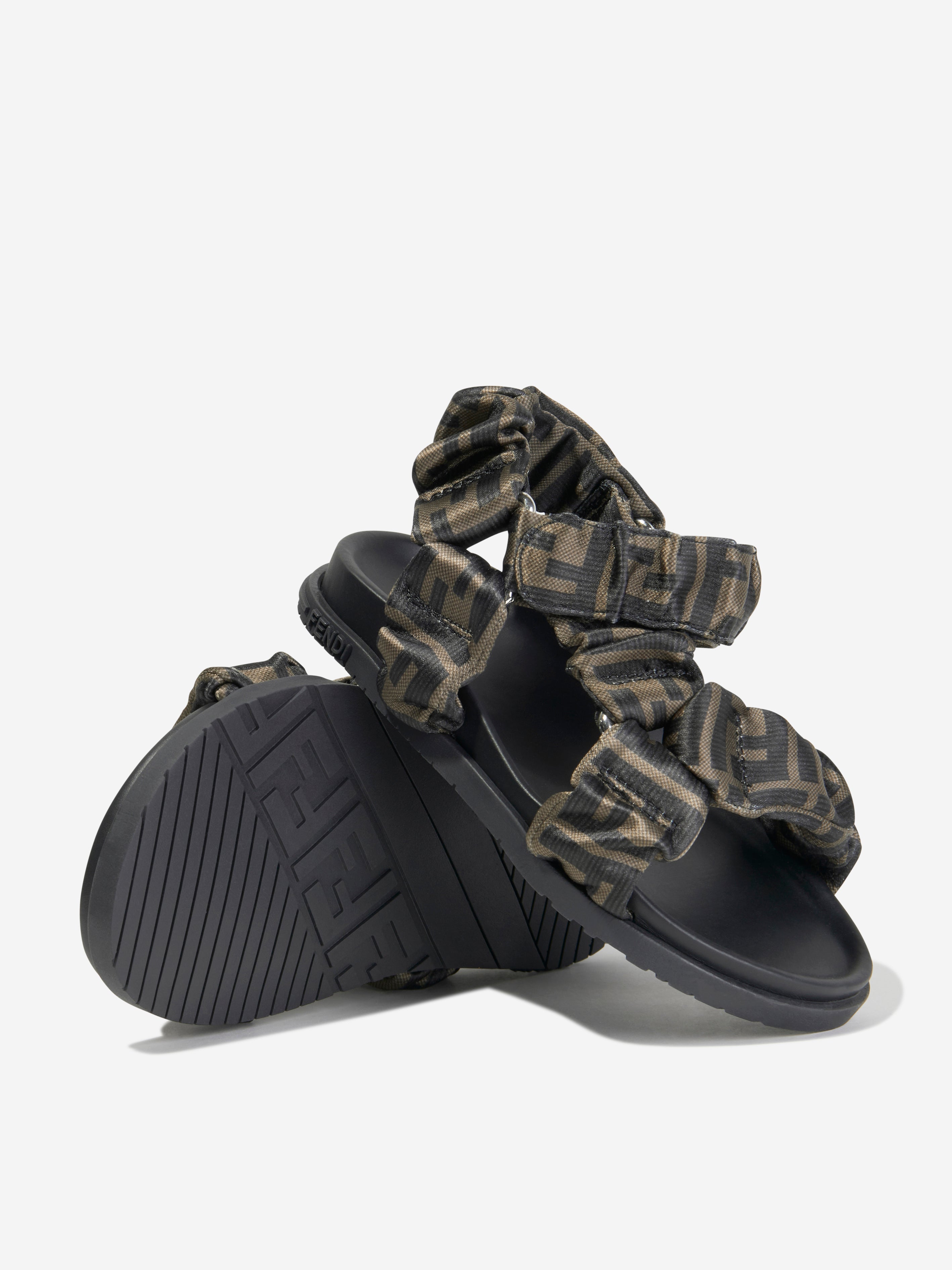 Kids FF Logo Sandals in Brown