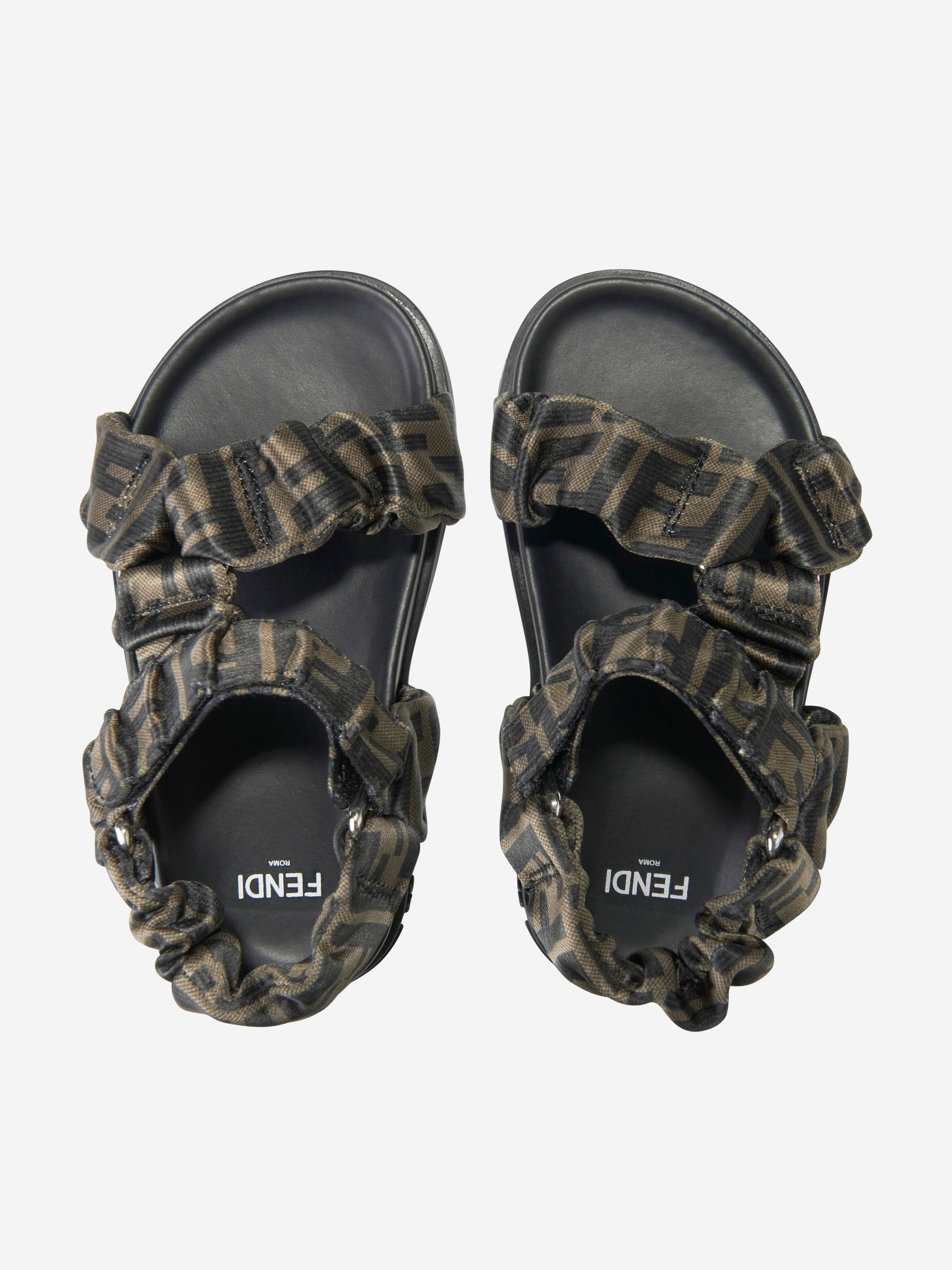 Kids FF Logo Sandals in Brown