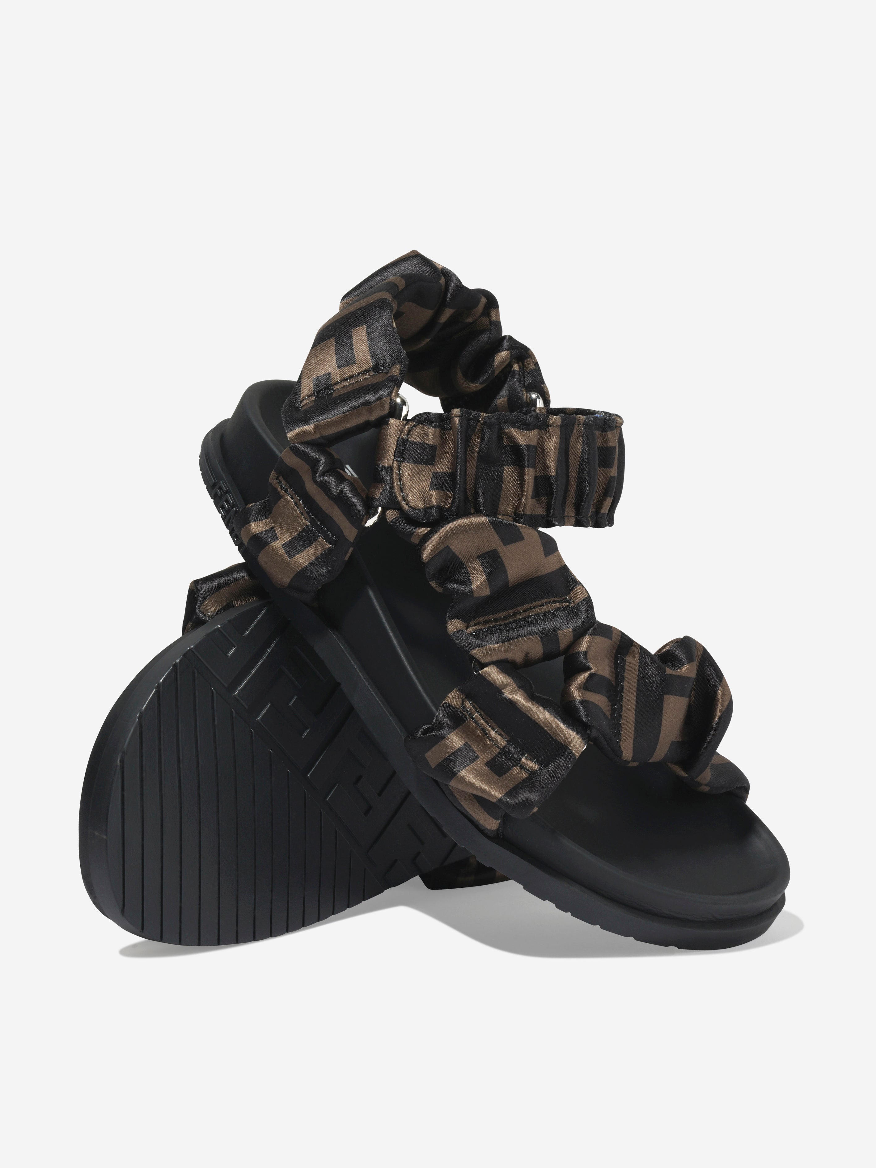 Kids FF Logo Sandals in Brown