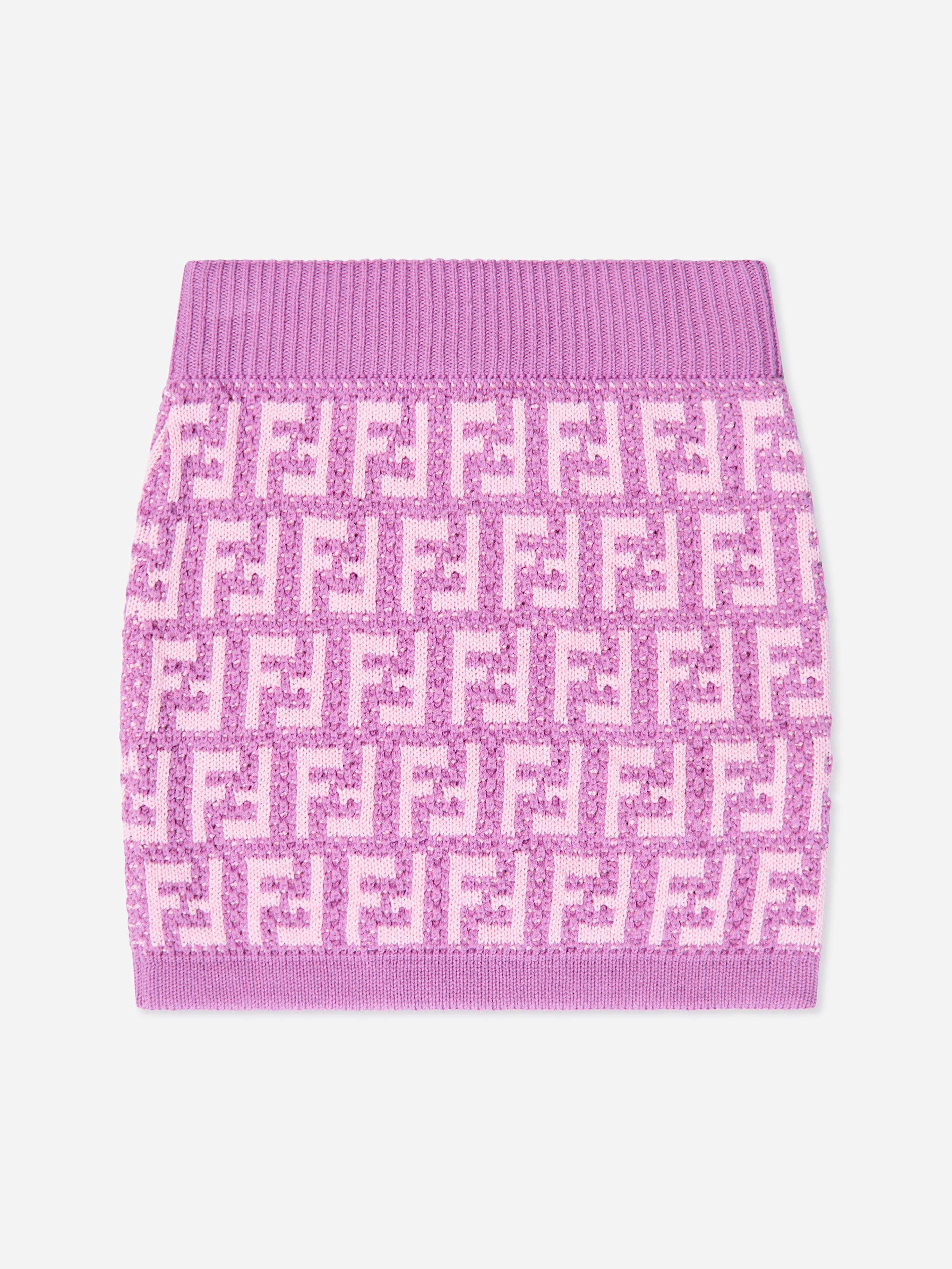 Girls FF Logo Knitted Skirt in Pink