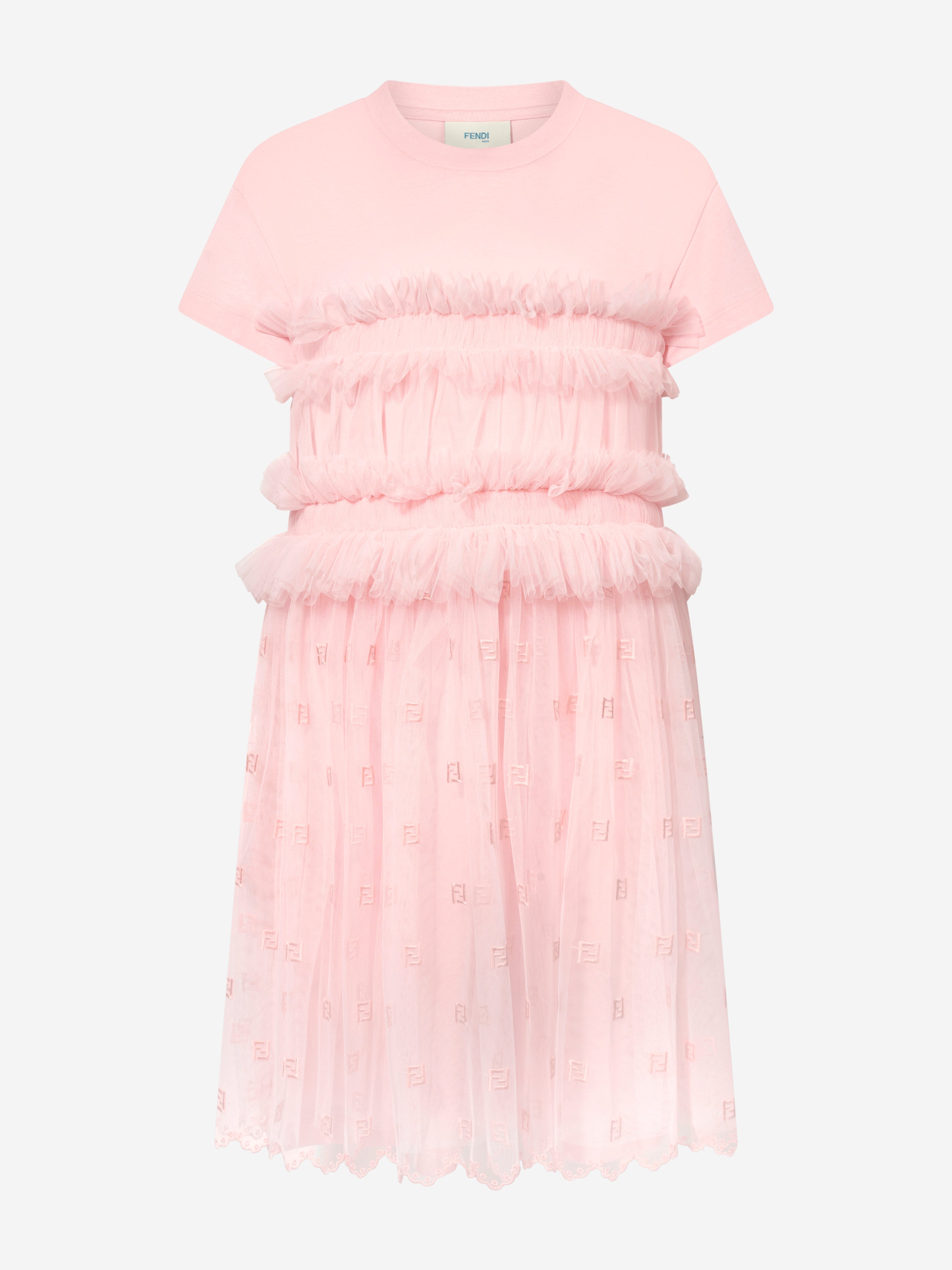 Girls Ruched Jersey Dress in Pink