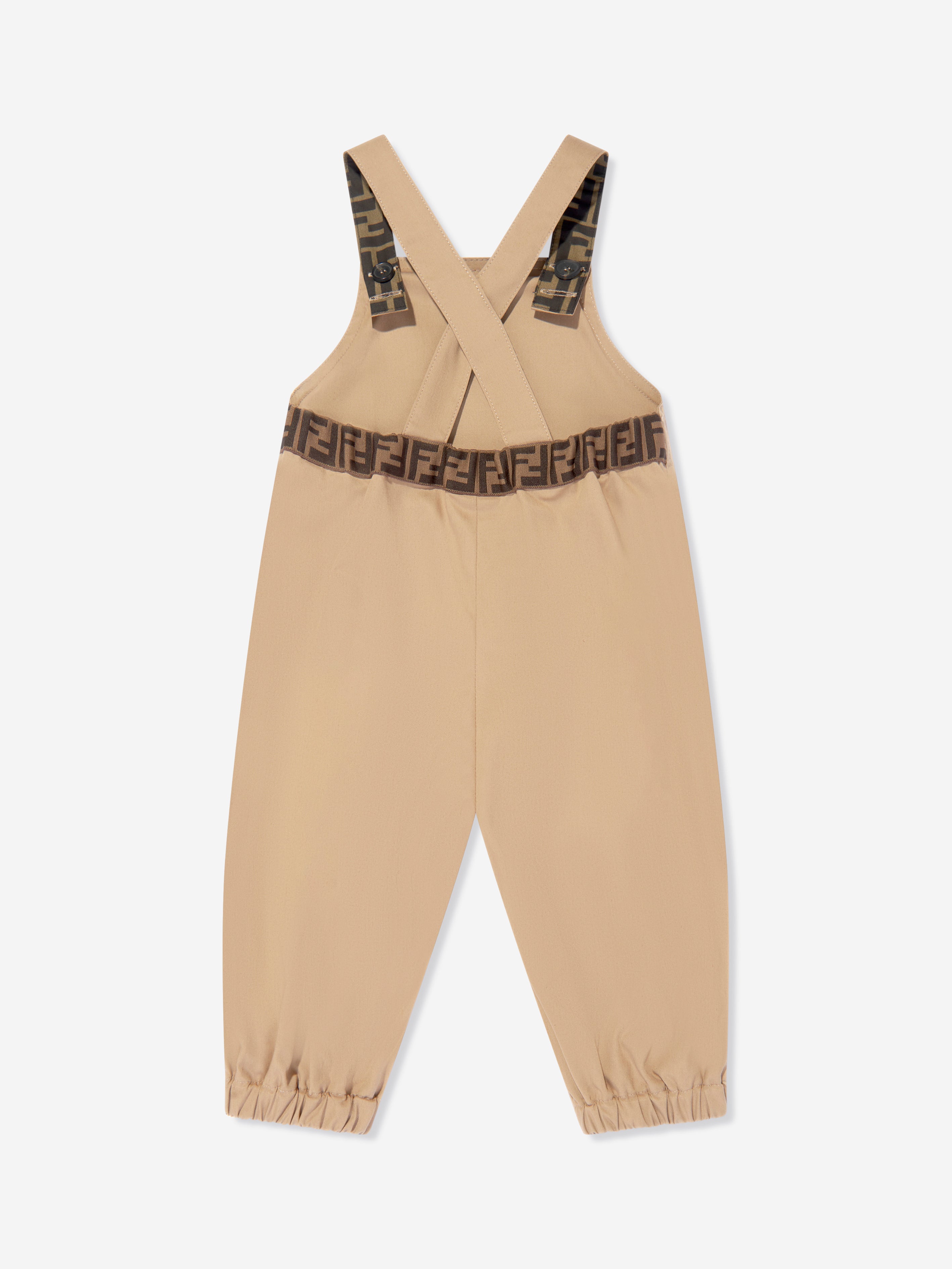 Baby FF Logo Dungarees in Beige
