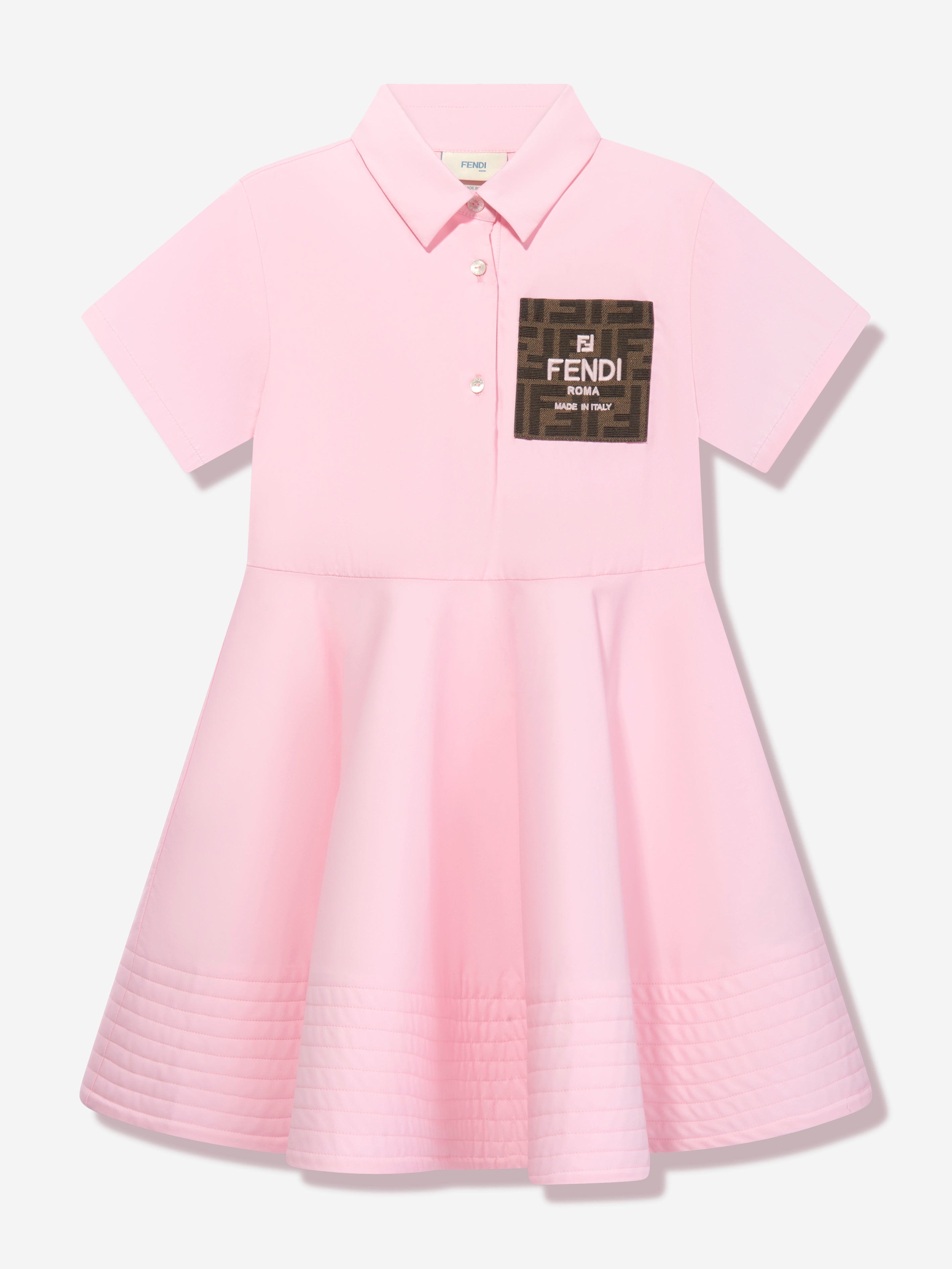Girls FF Logo Shirt Dress in Pink