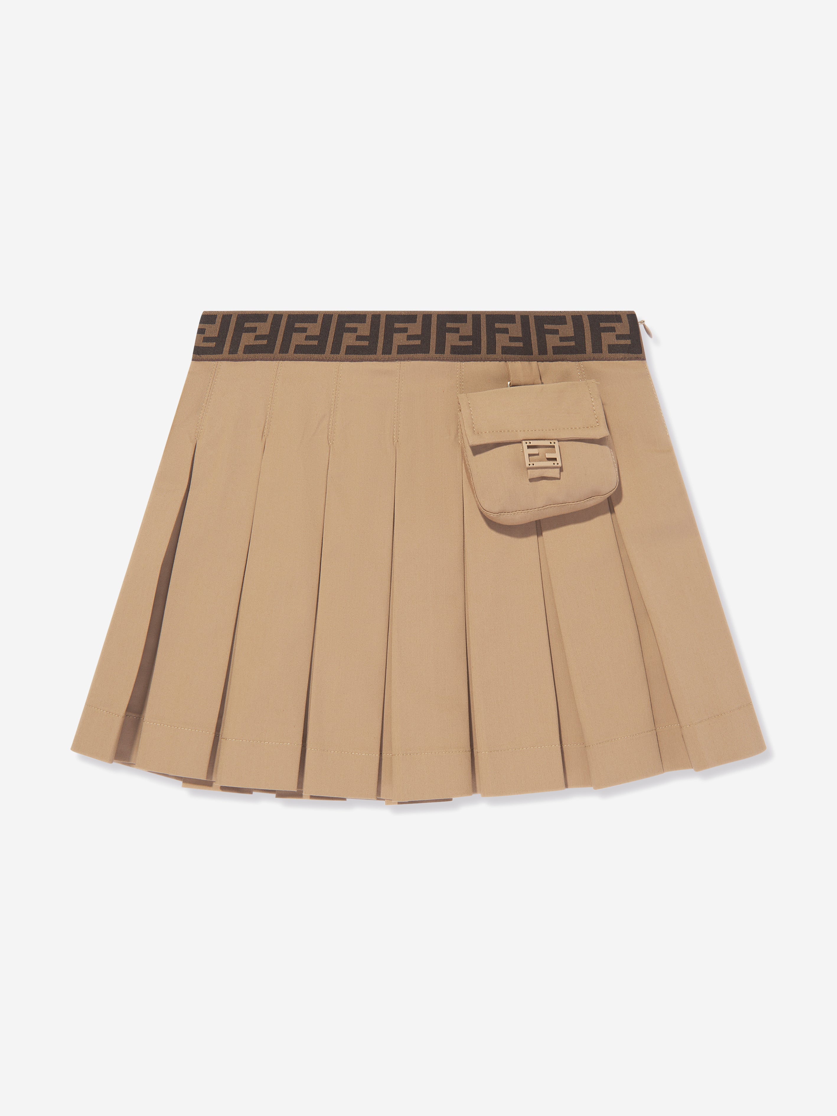 Girls Pleated Skirt in Beige
