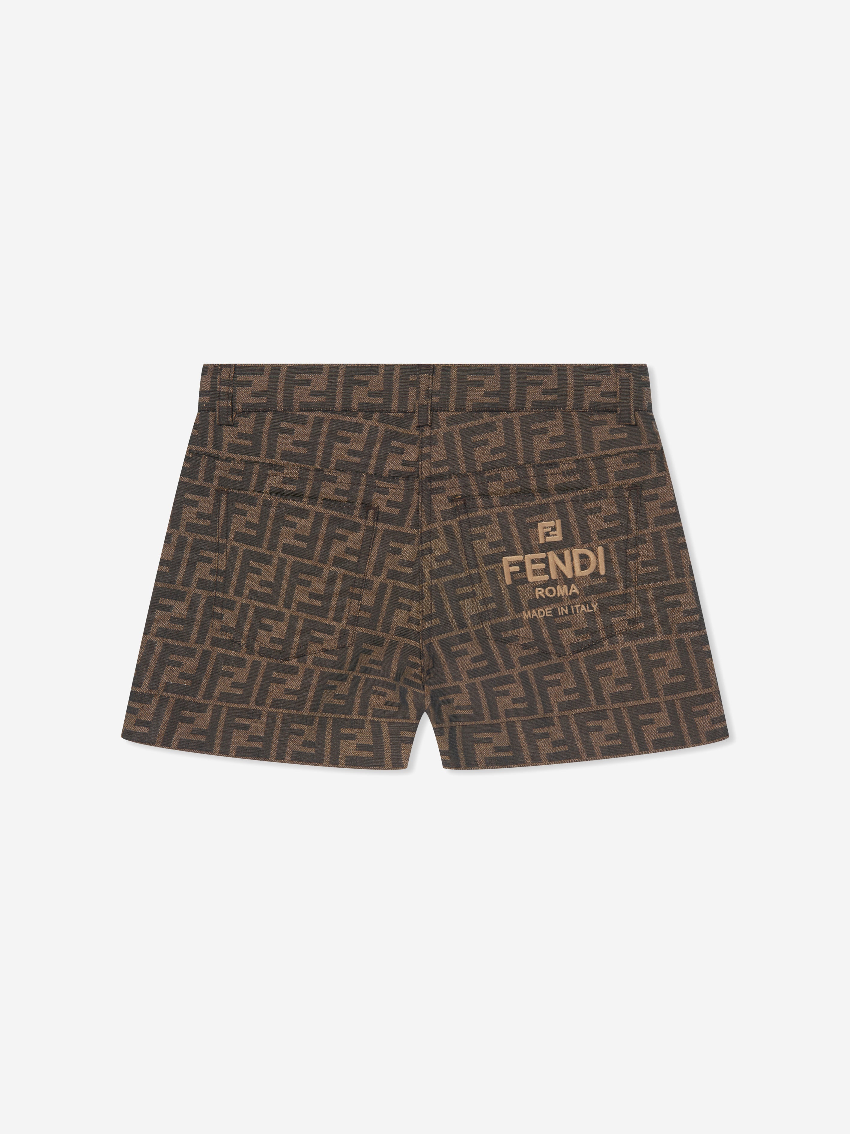 Girls FF Logo Shorts in Brown