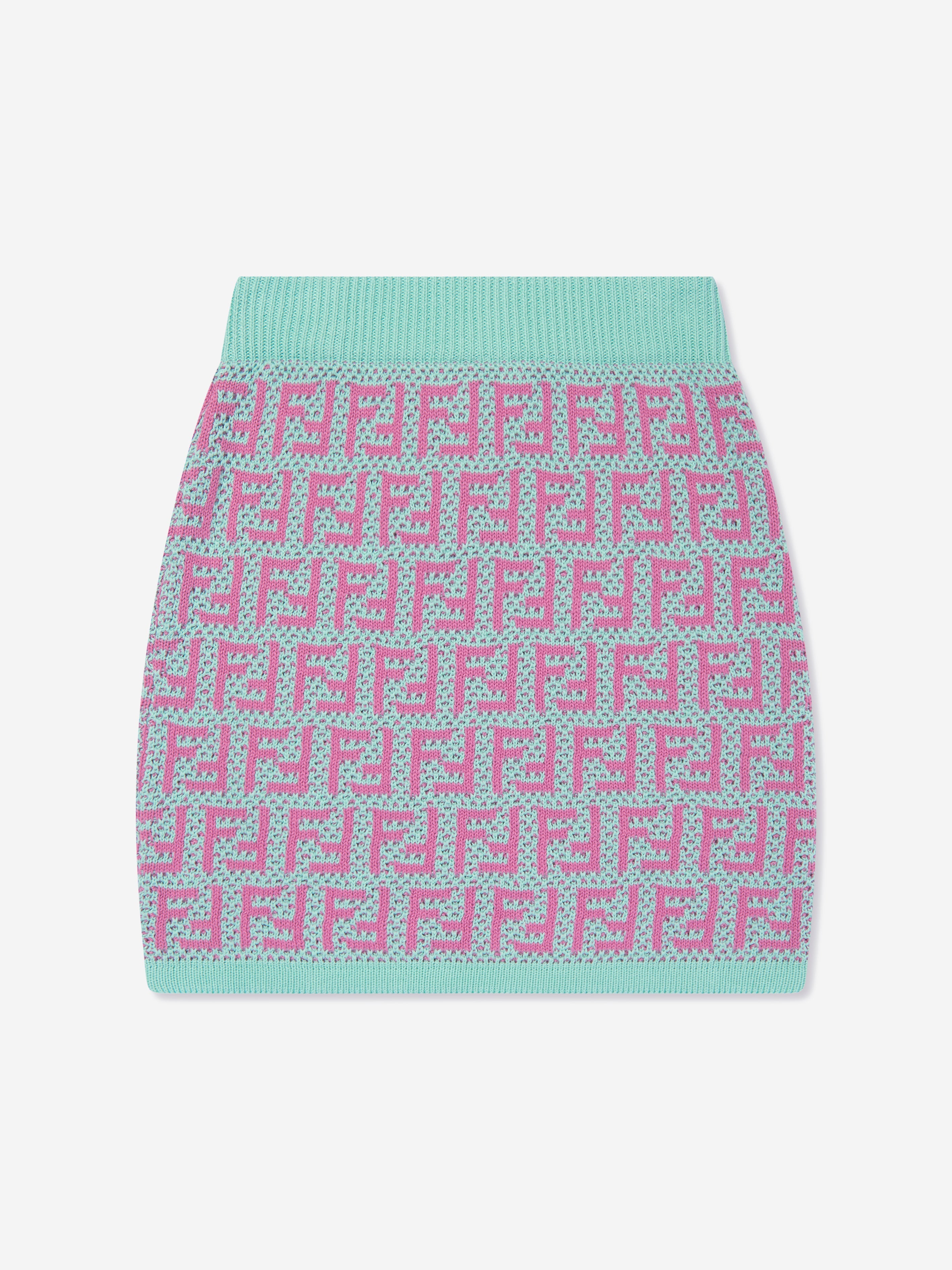 Girls FF Crochet Knit Skirt in Multicolour