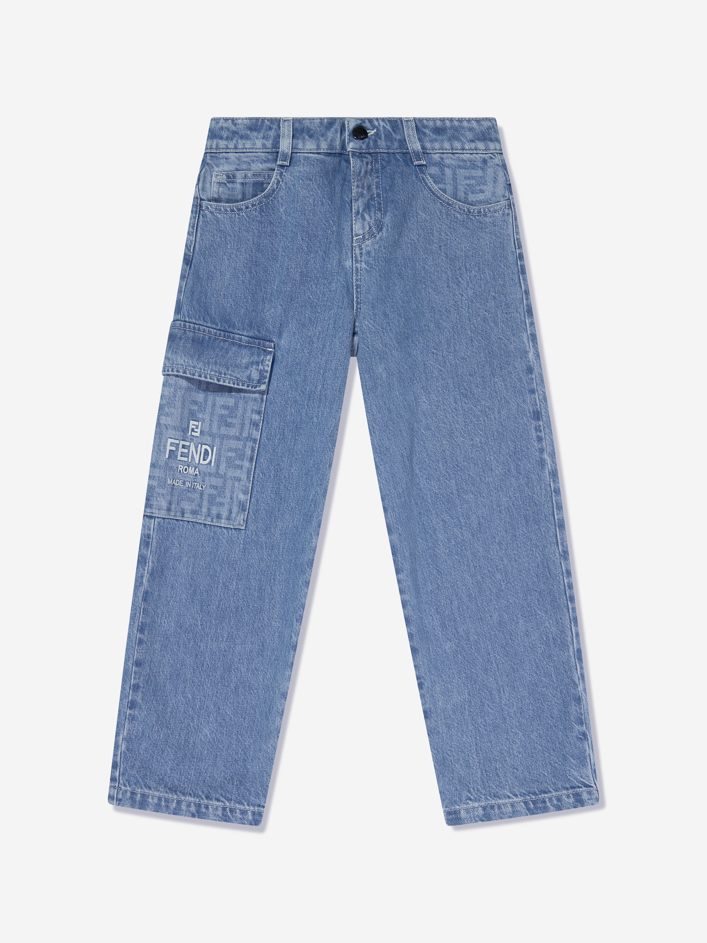 Kids Washed Denim Jeans in Blue