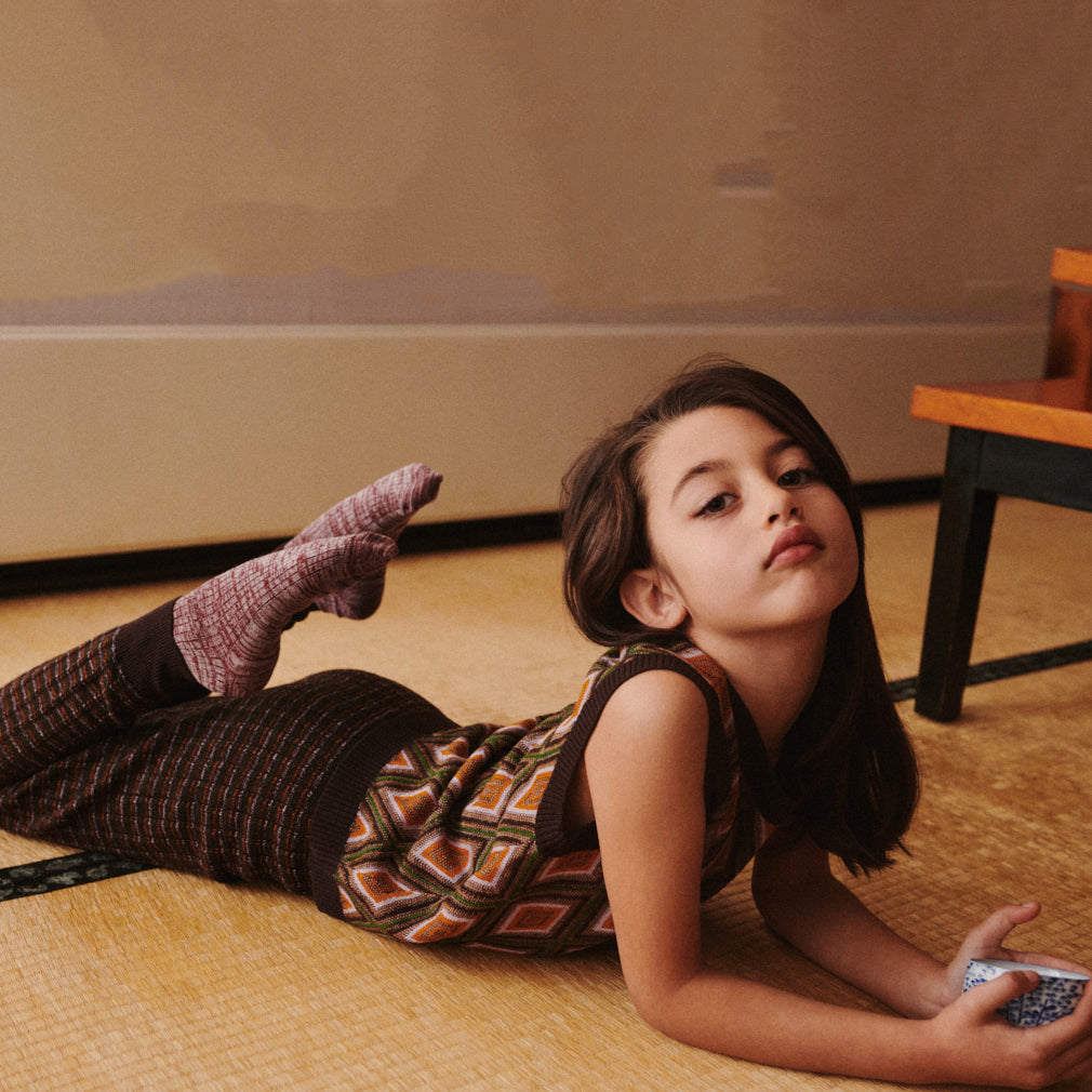 Boys & Girls Mocca Check Wool Vest