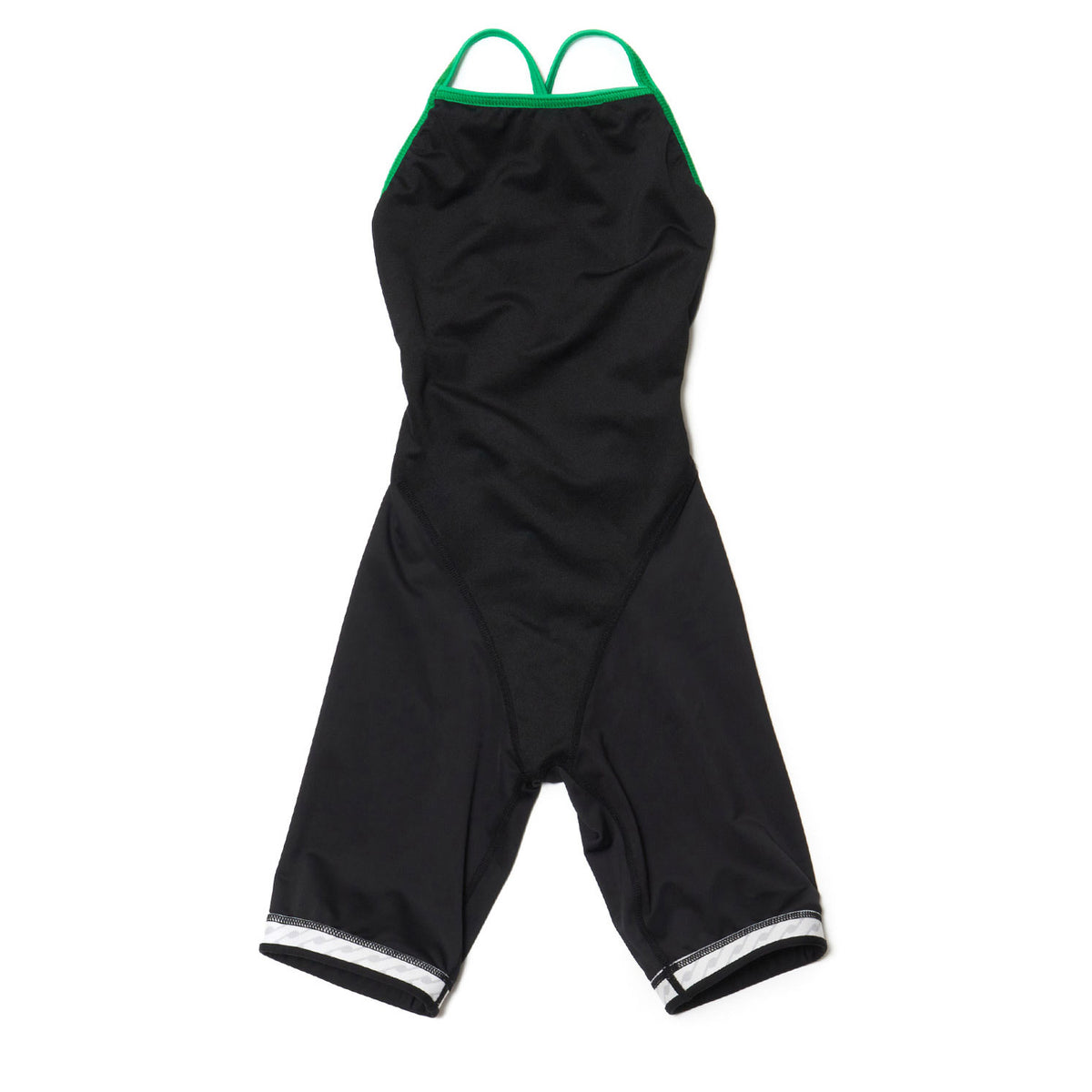 Girls Black Embroidered Cropped Professional Swimsuit