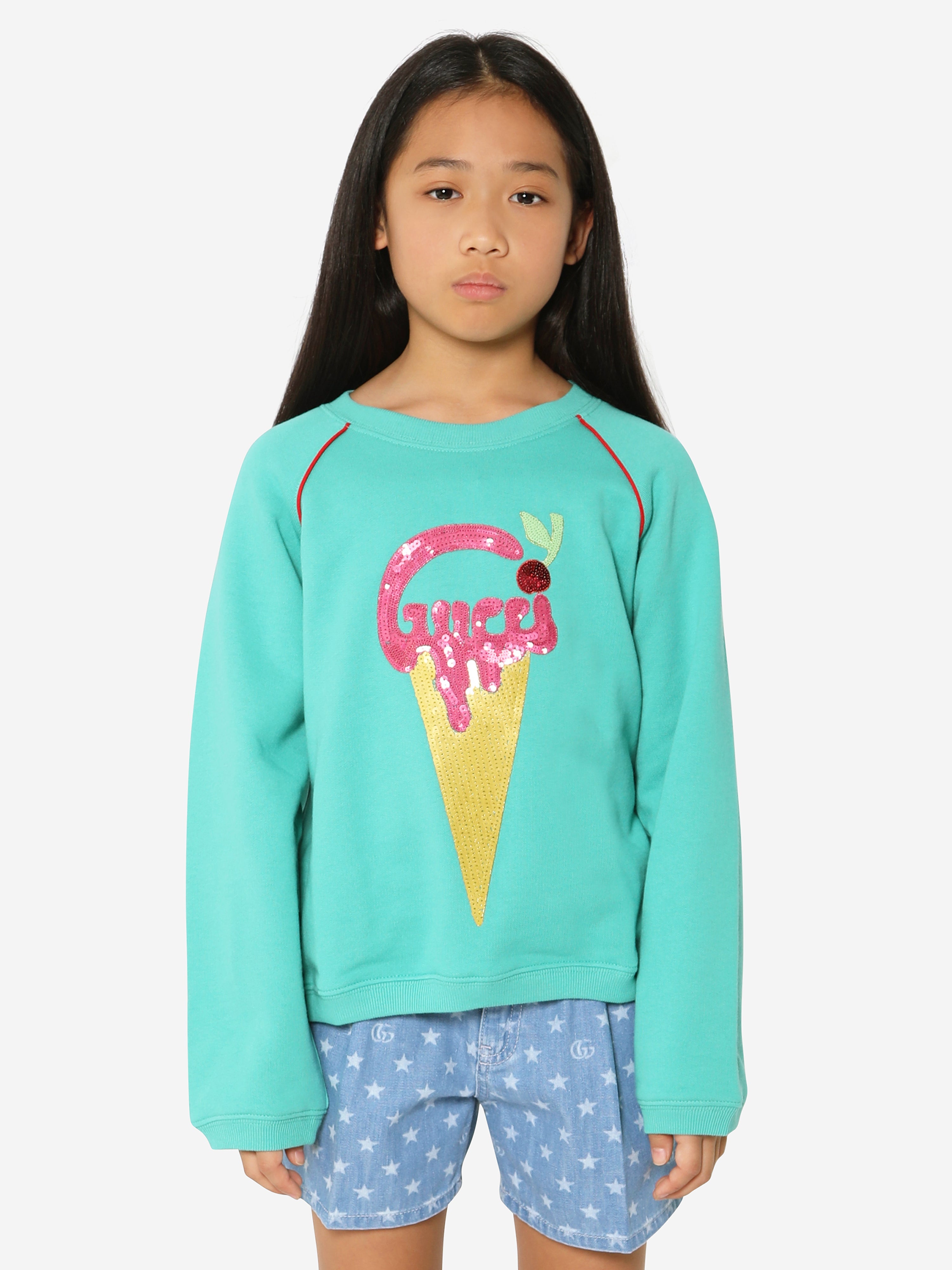 Girls Ice Cream Sweatshirt in Turquoise