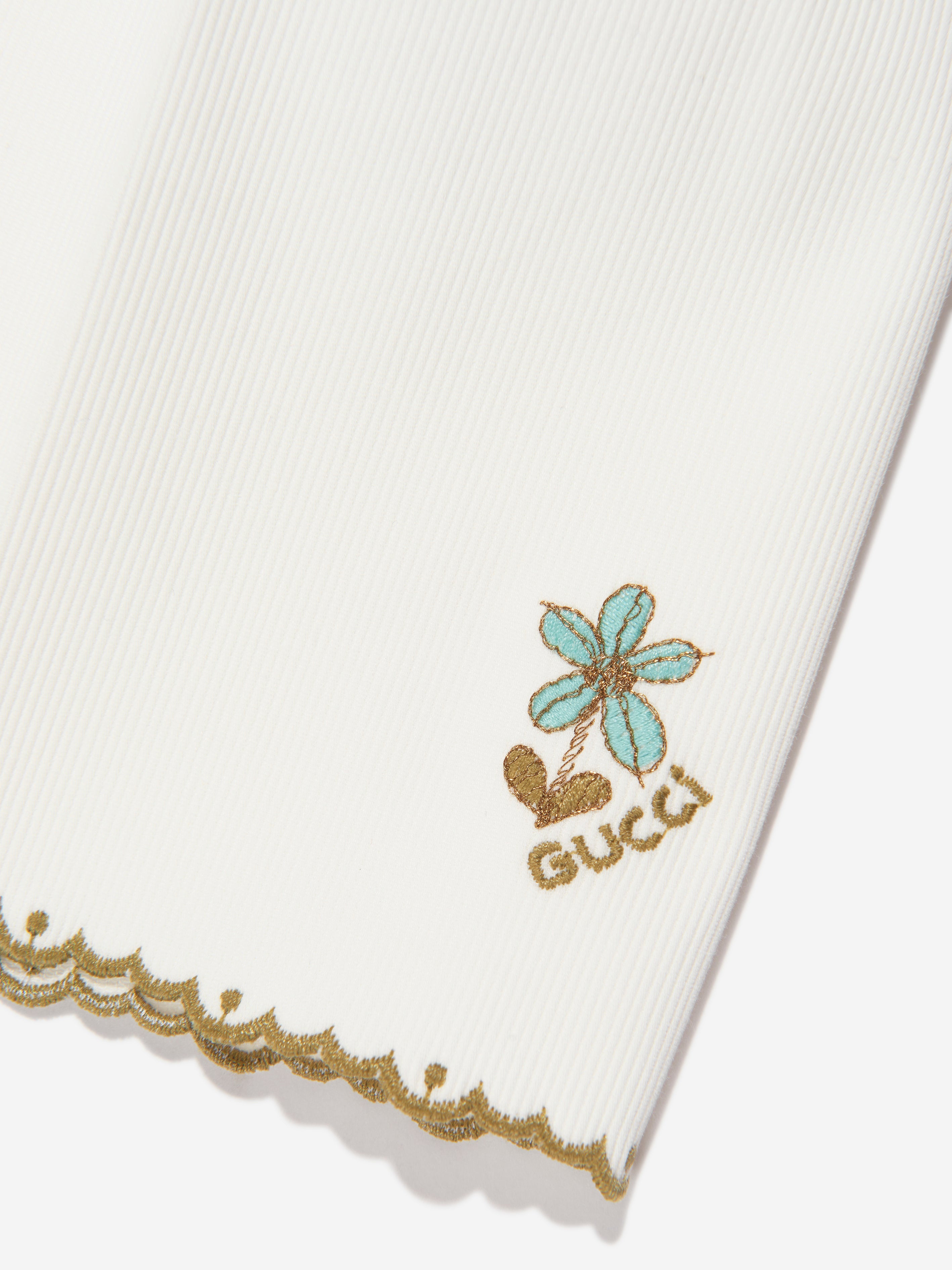 Baby Girls Embroidered Shorts in White
