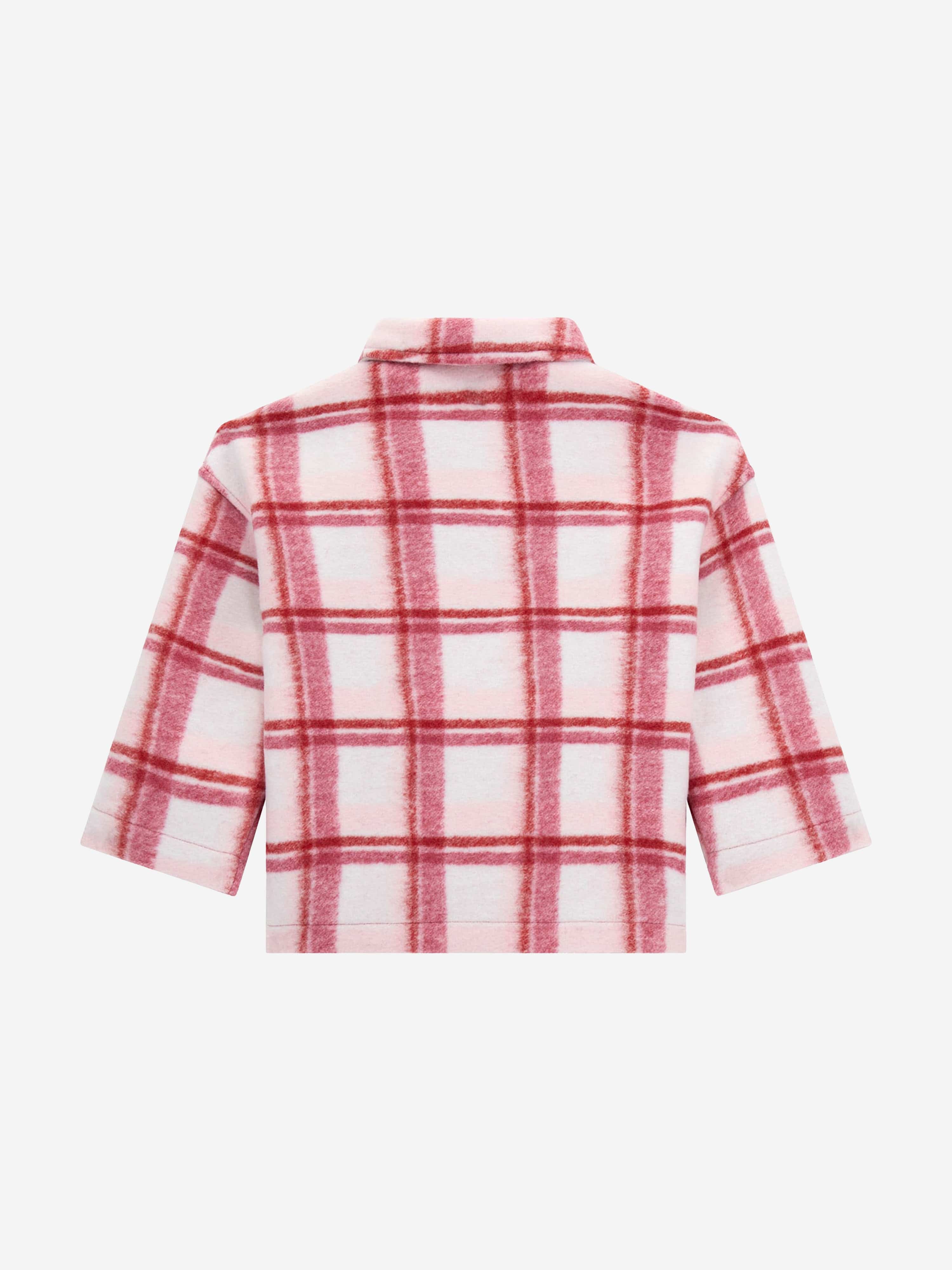 Guess Girls Check Bonded Cloth Jacket in Pink