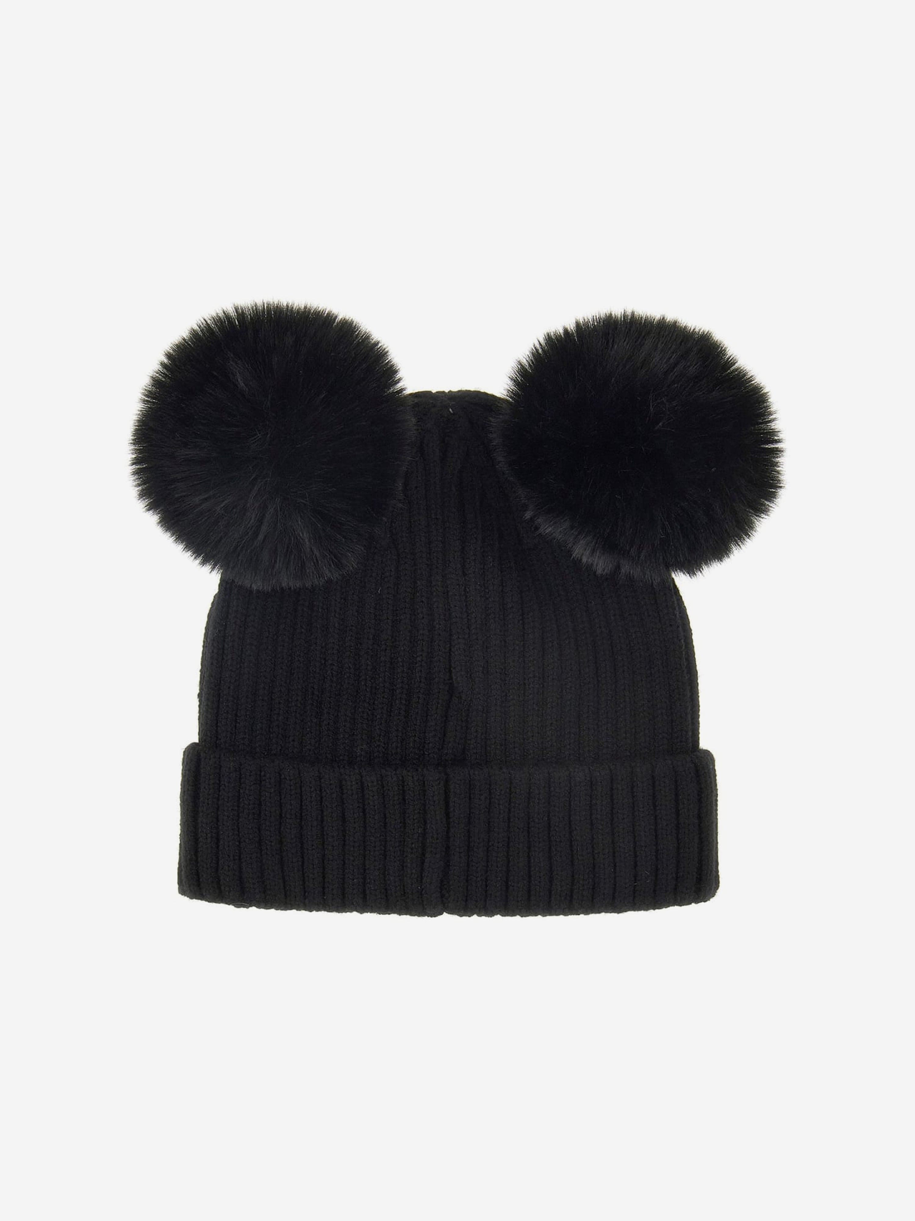 Guess Girls Knitted Pom Pom Hat in Black