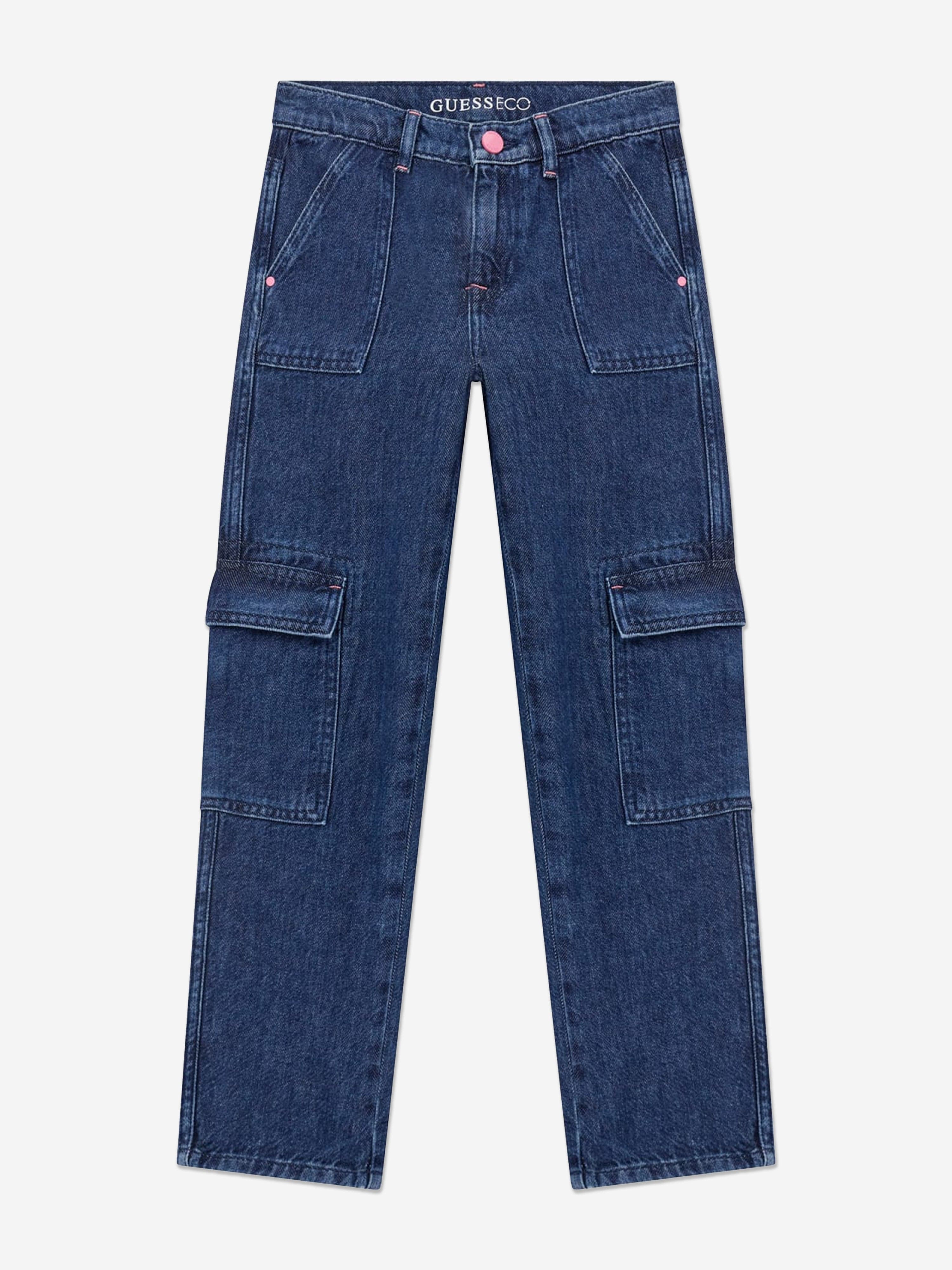 Guess Girls Tencel Cargo Trousers in Blue