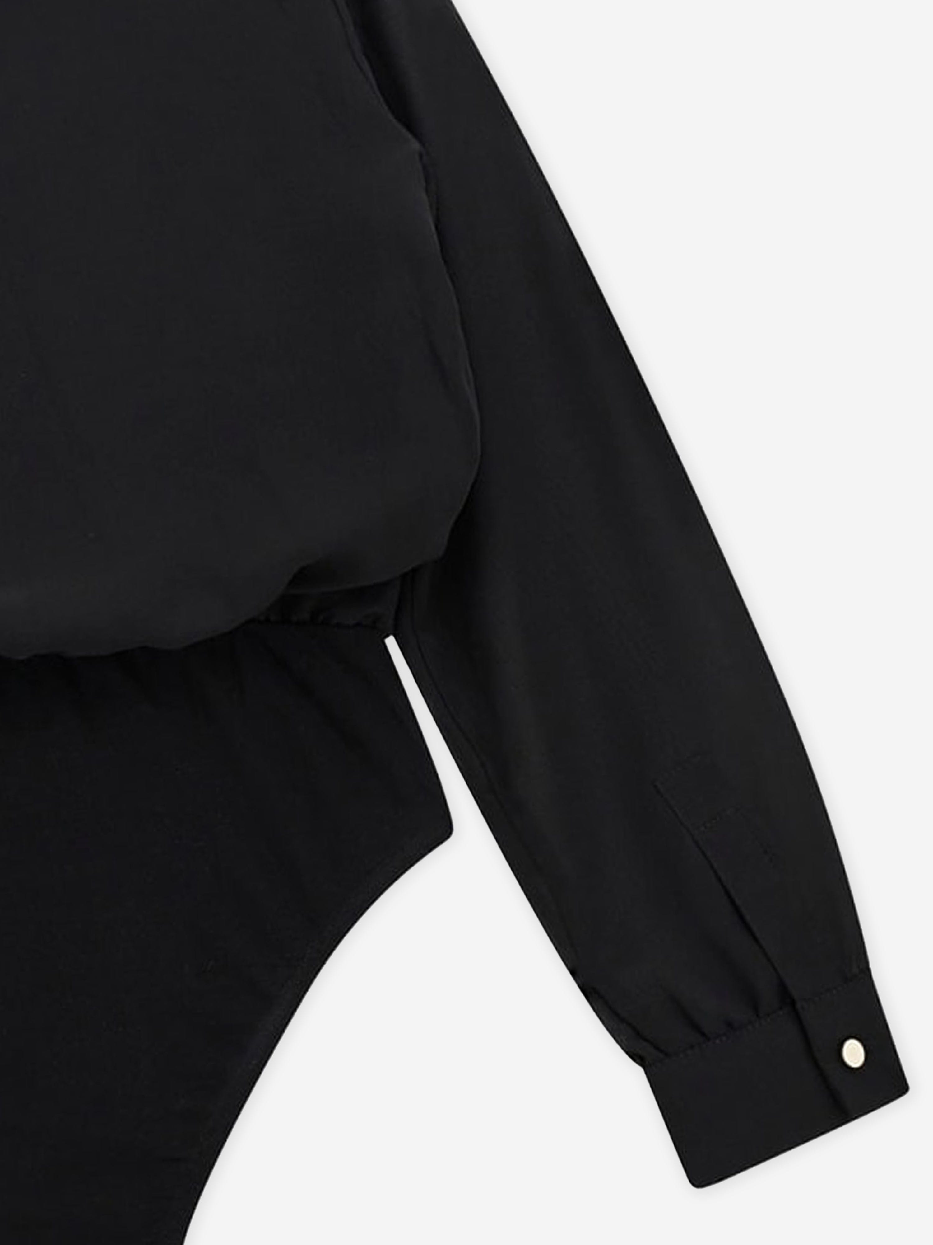 Girls Chiffon Bodysuit Shirt in Black