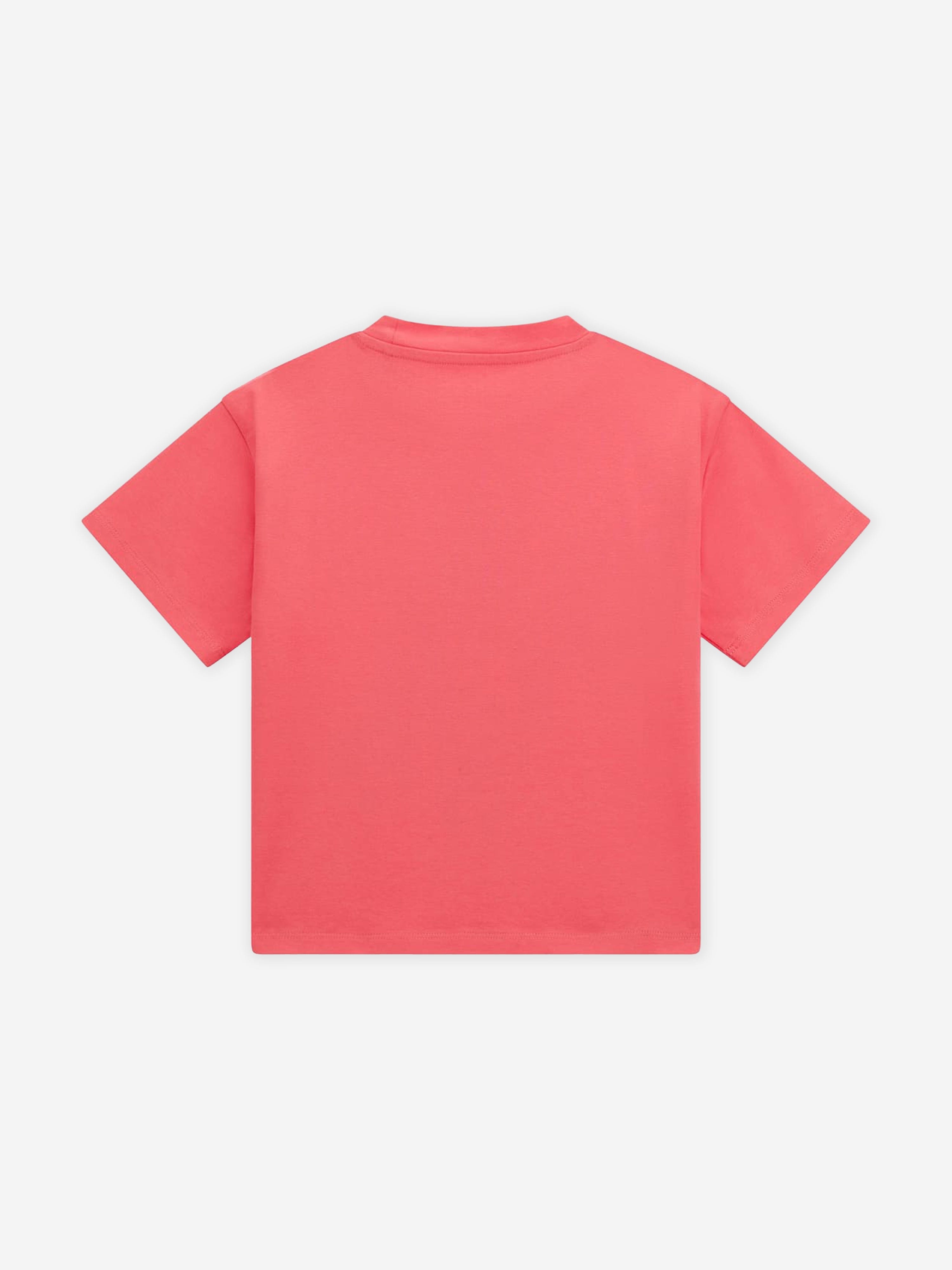 Girls Diamante Logo T-Shirt in Pink