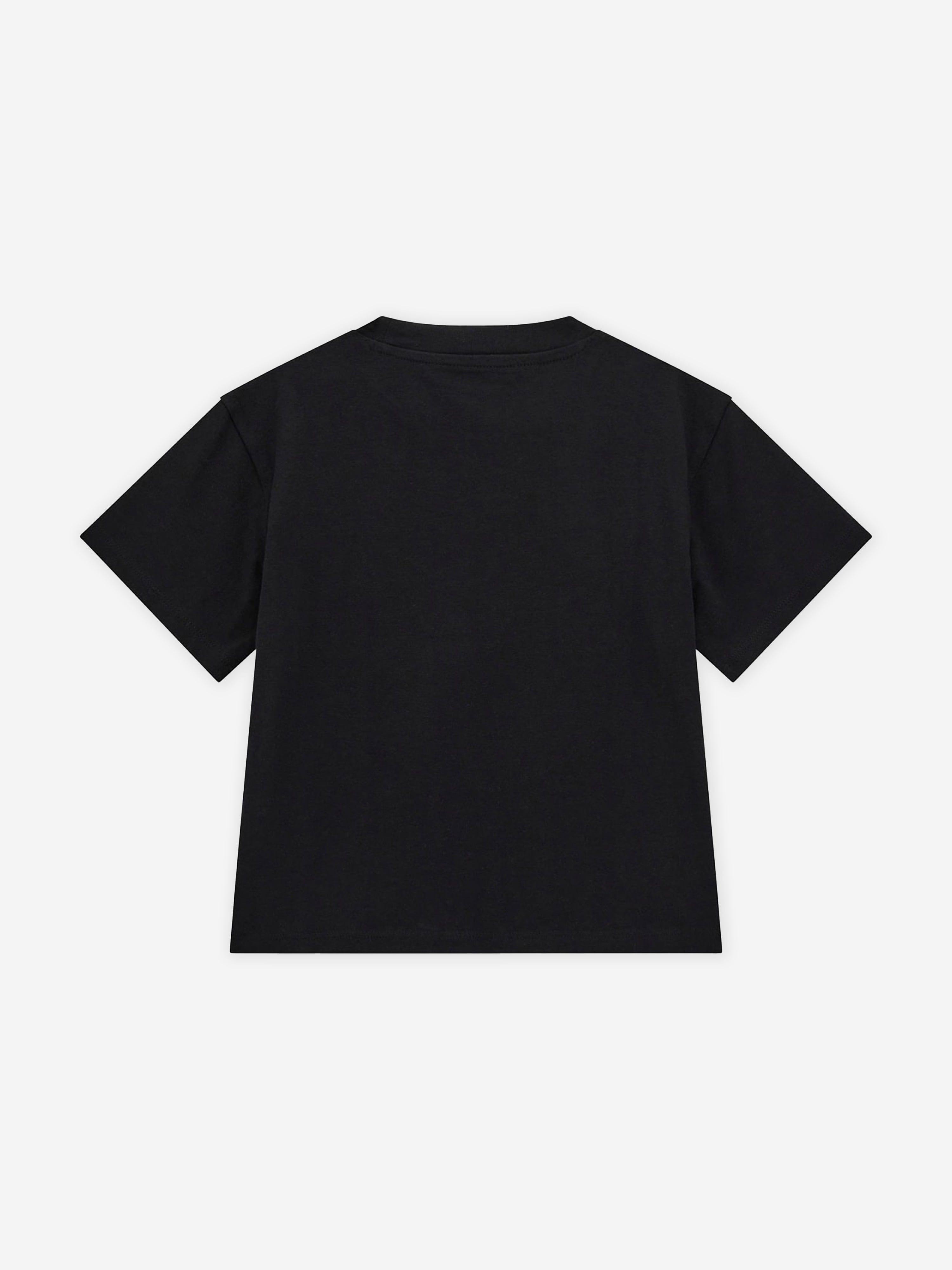Girls Diamante Logo T-Shirt in Black