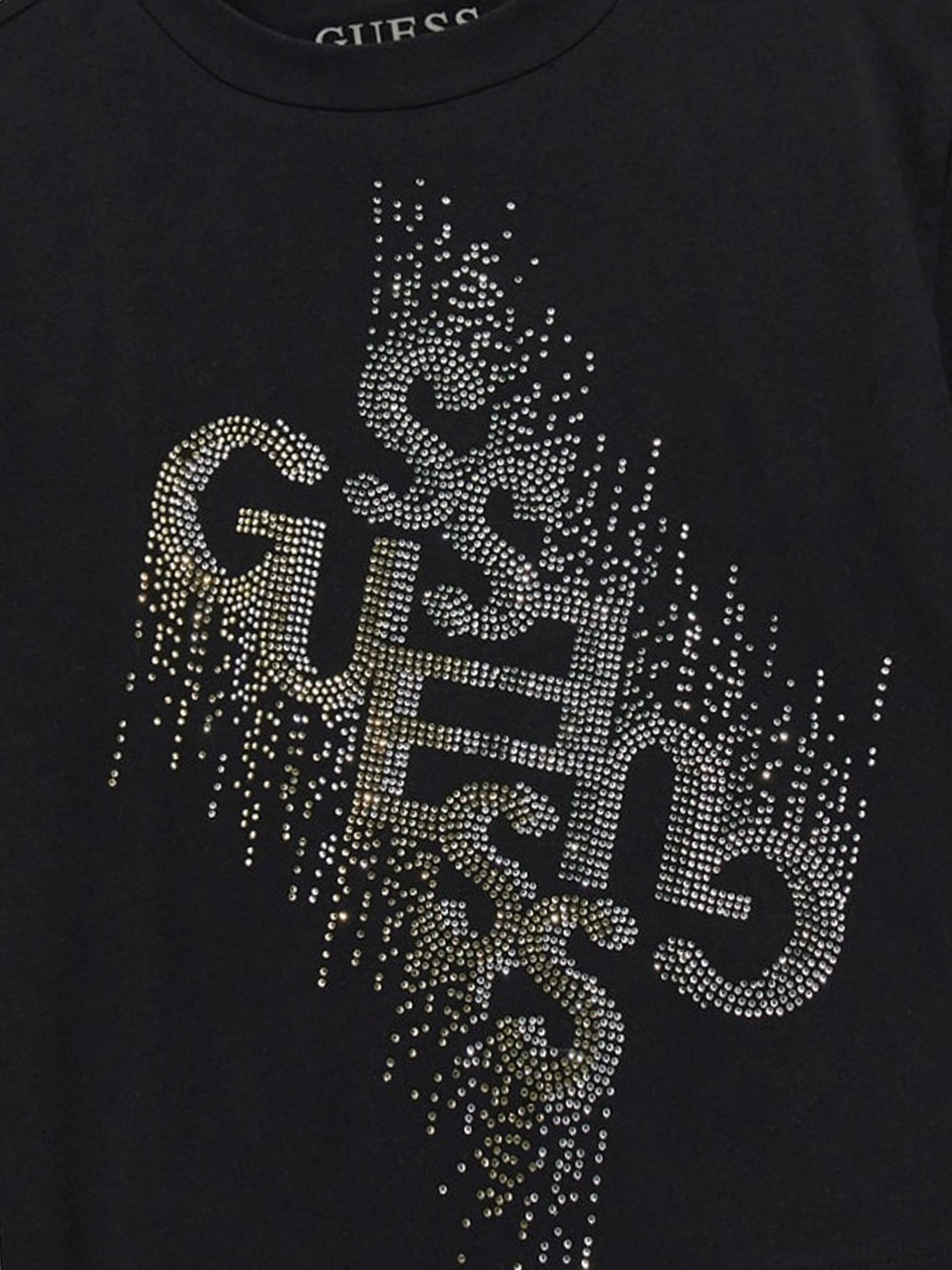 Girls Diamante Logo T-Shirt in Black