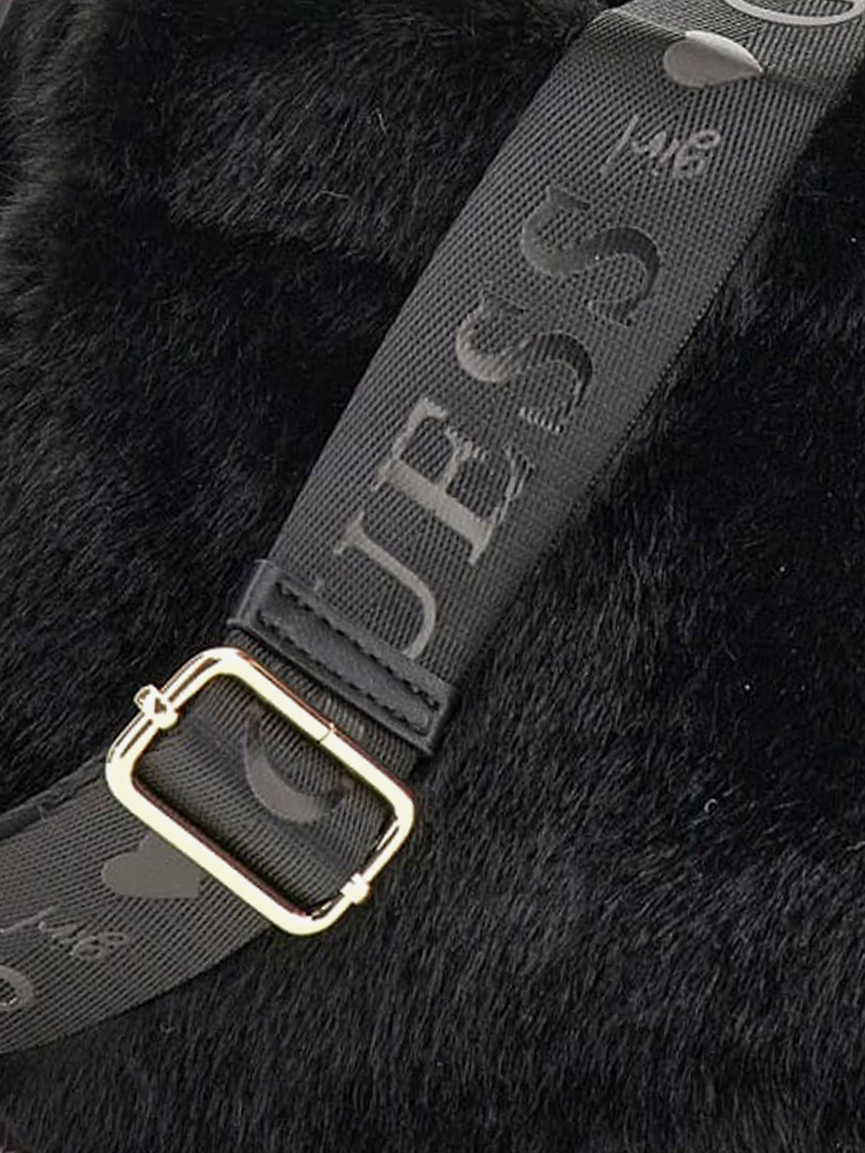 Girls Fur Mini Tote Bag in Black (22cm)