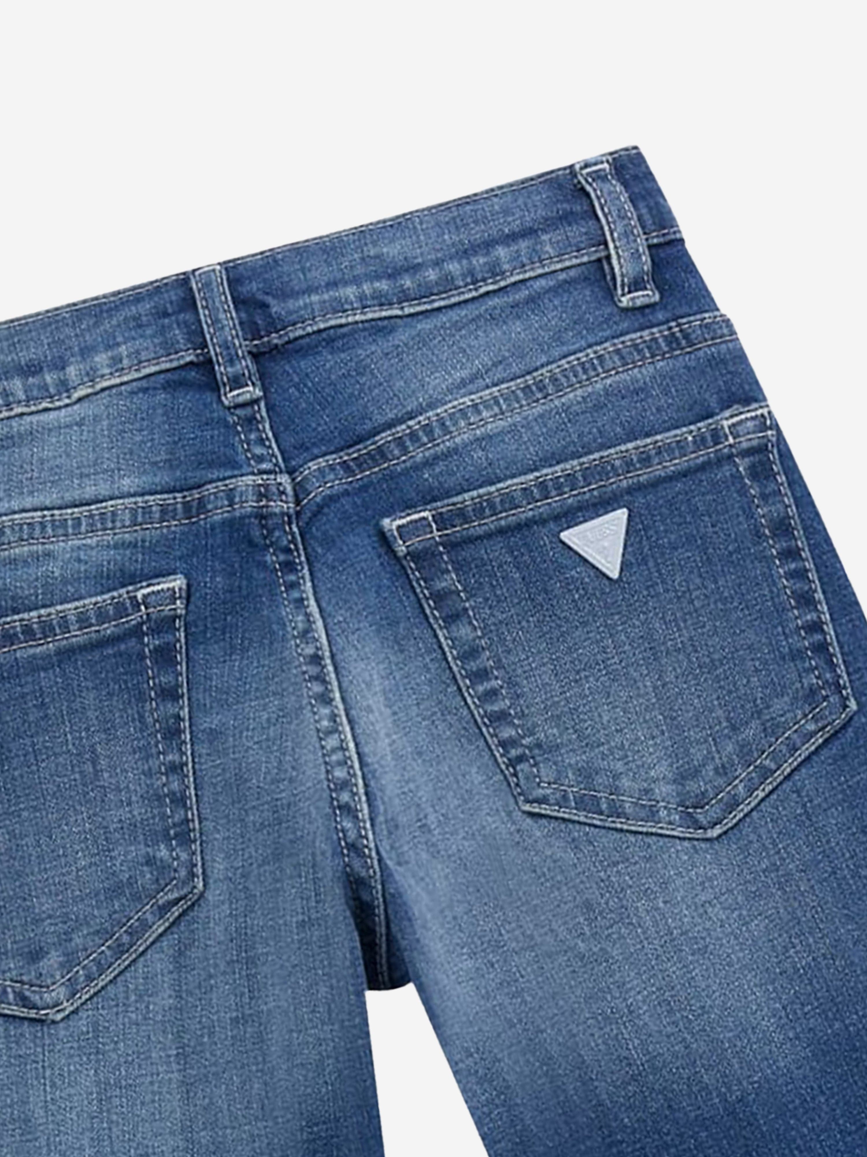 Girls Stretch Denim Straight Jeans in Blue