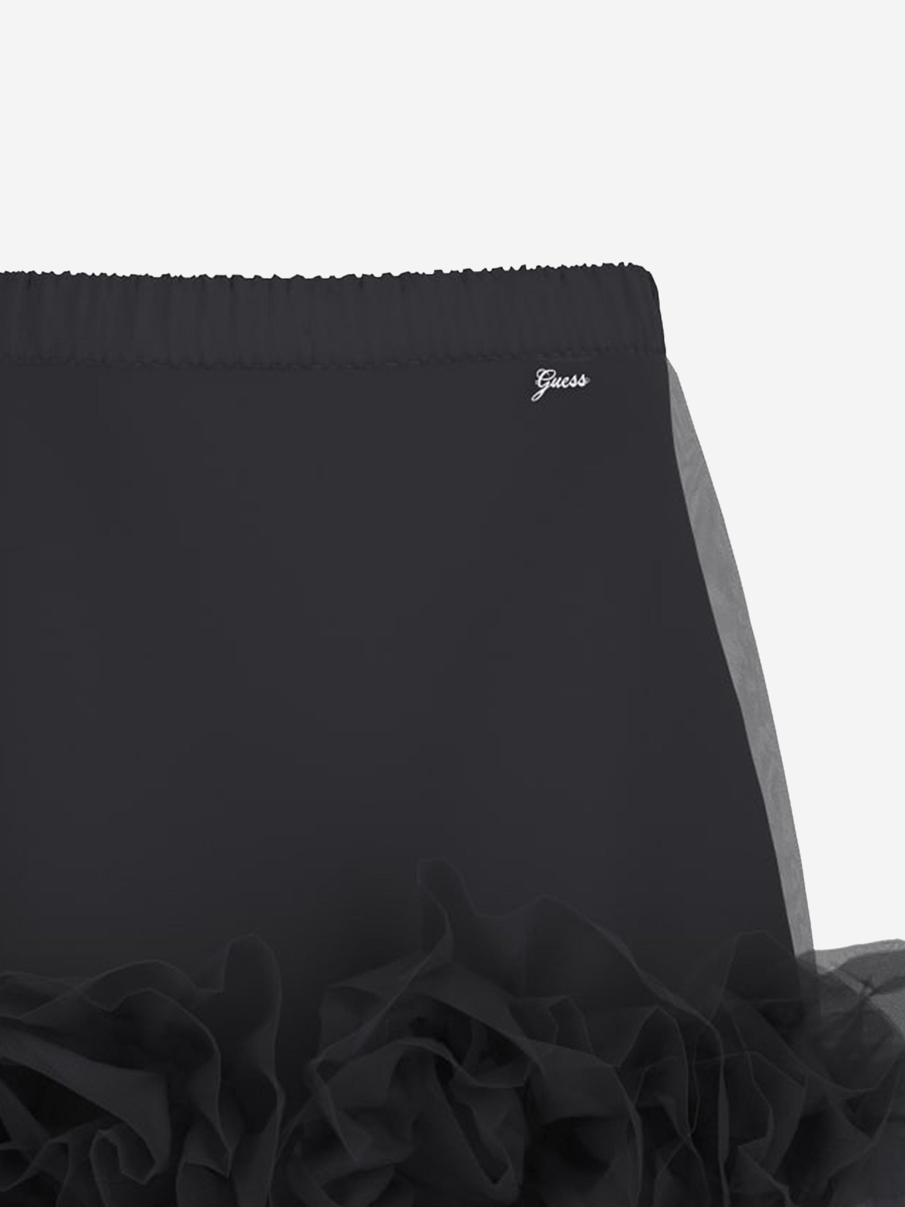 Girls Tulle Midi Skirt in Black