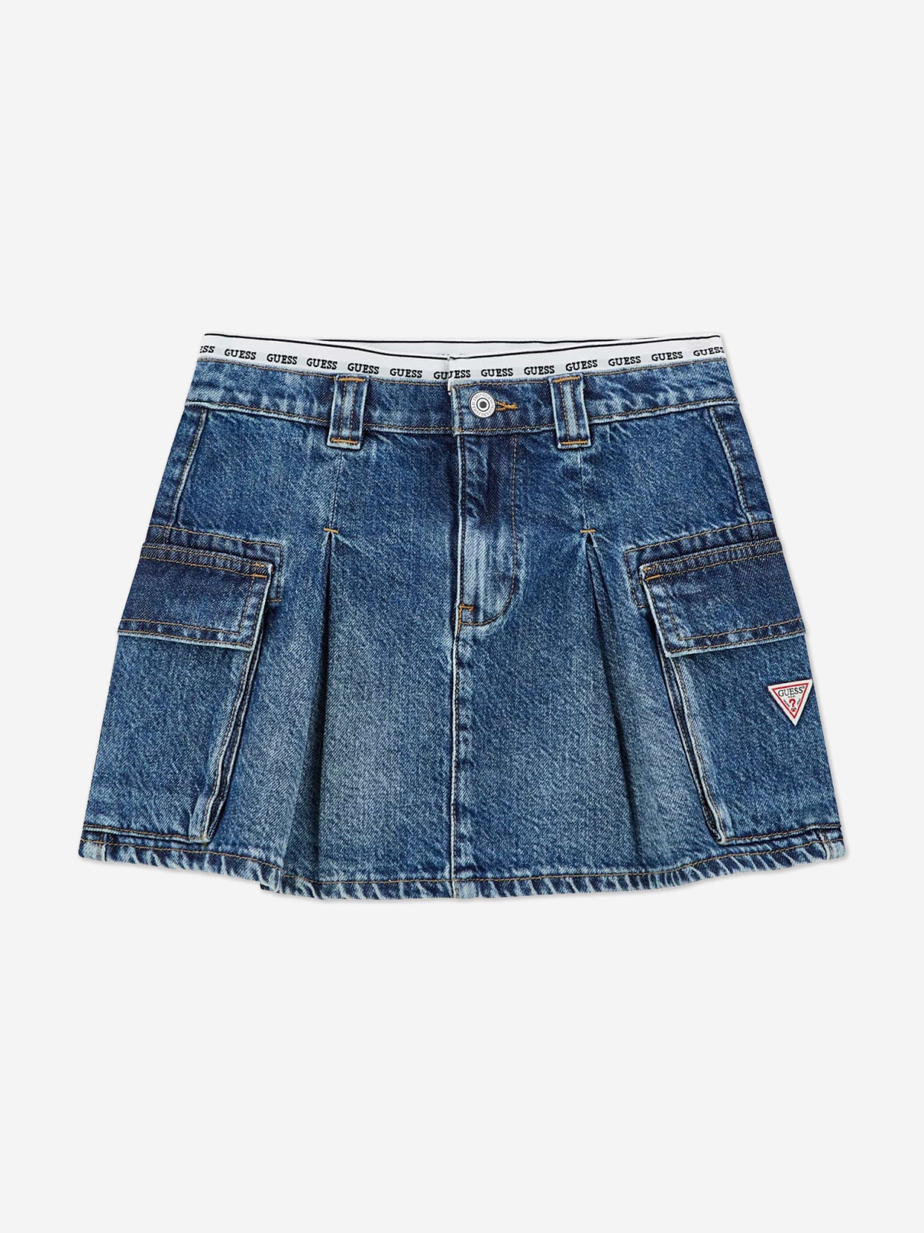 Girls Sporty Denim Skirt in Blue