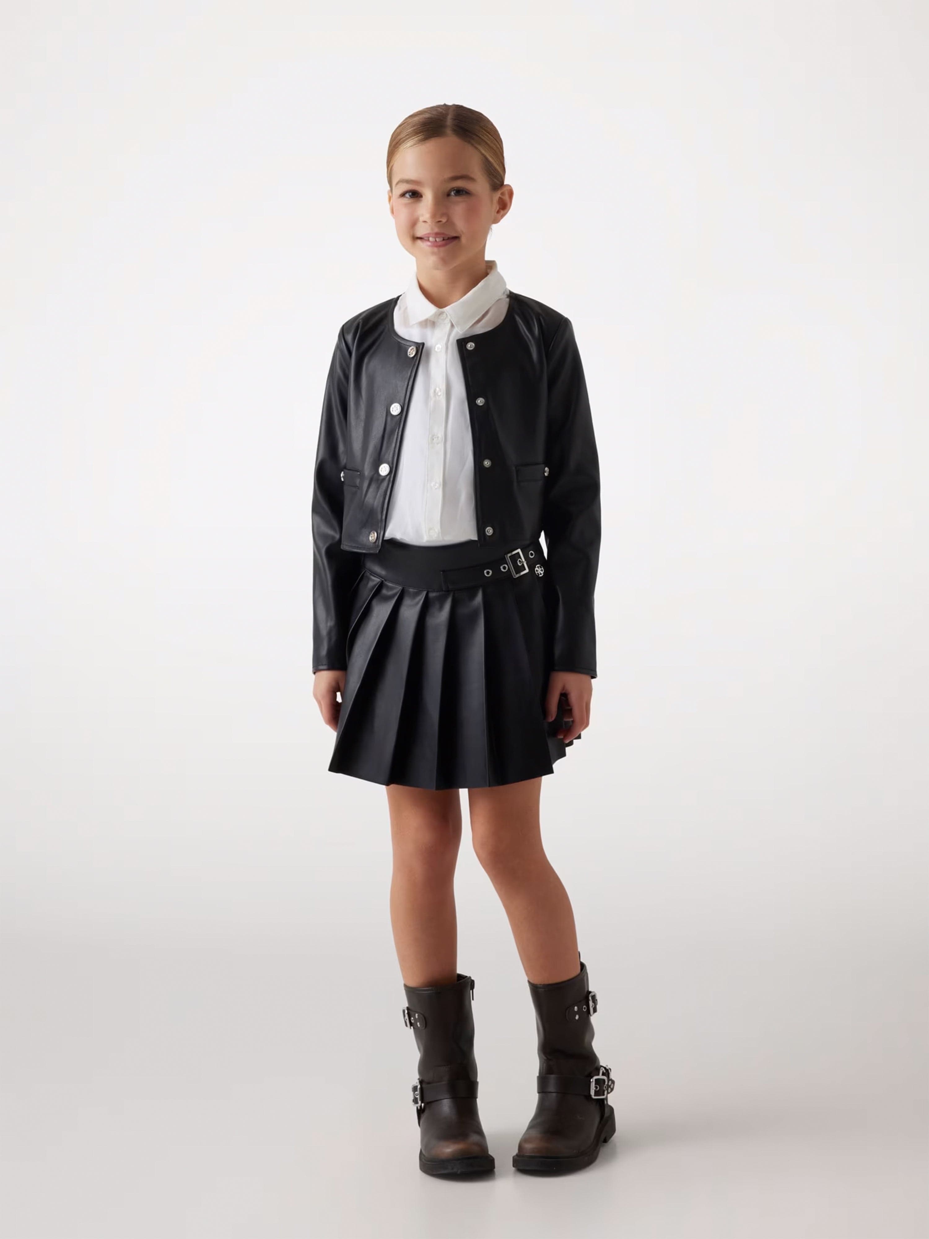 Girls Faux Leather Jacket in Black