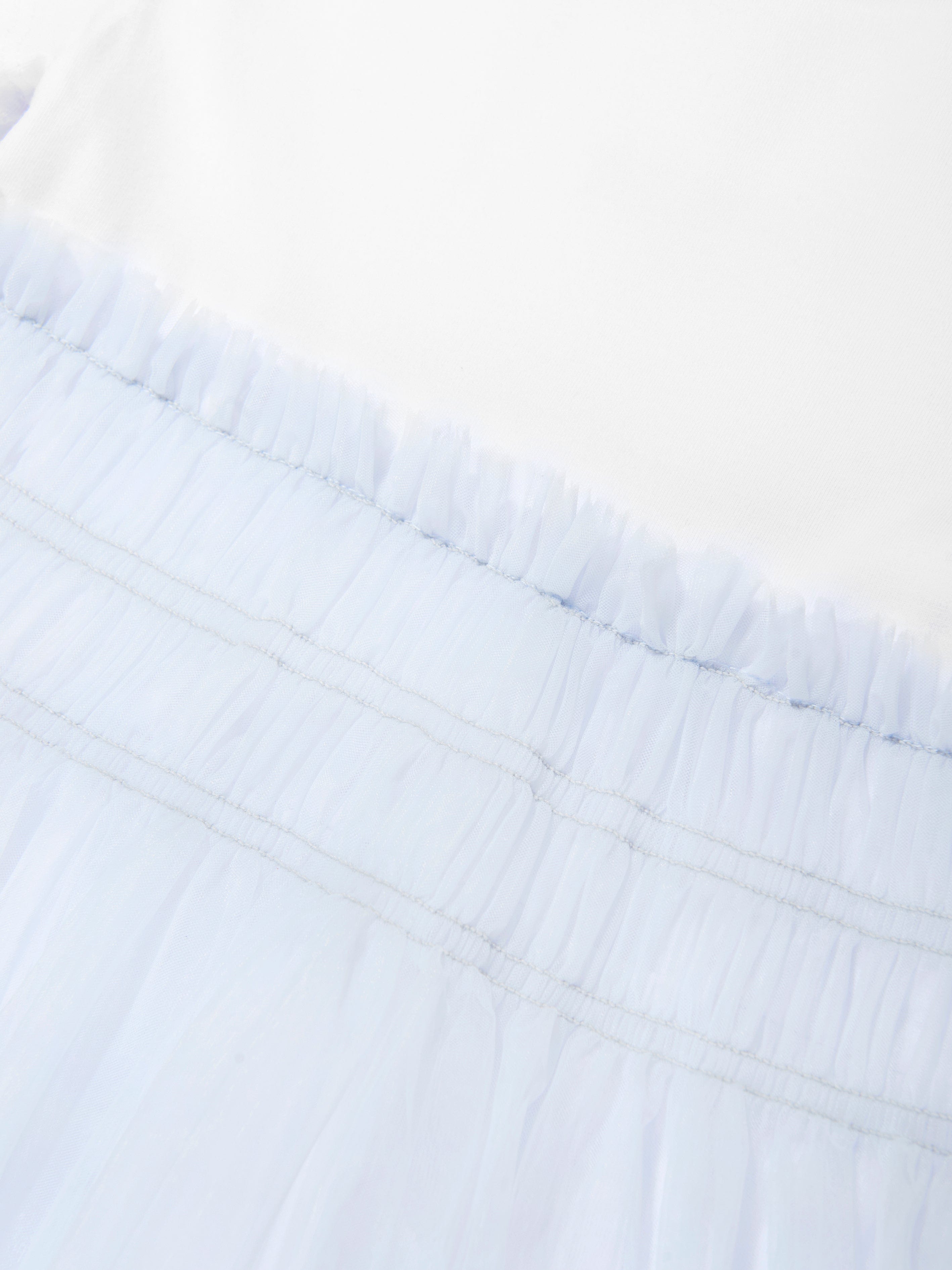 Girls Jersey and Tulle Dress in White