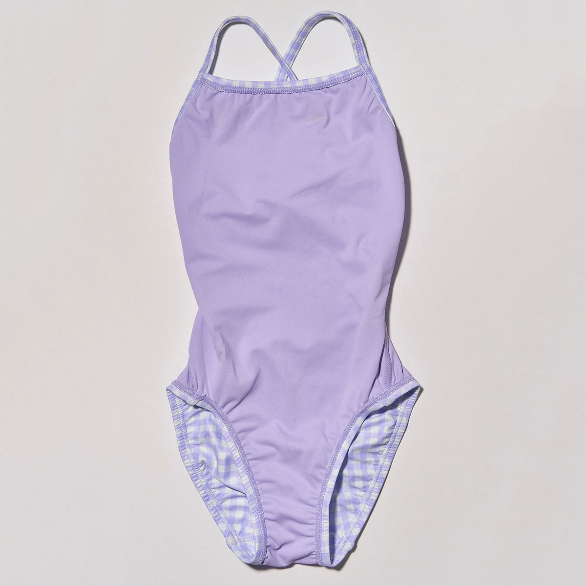Maillot de bain professionnel à carreaux violets pour filles