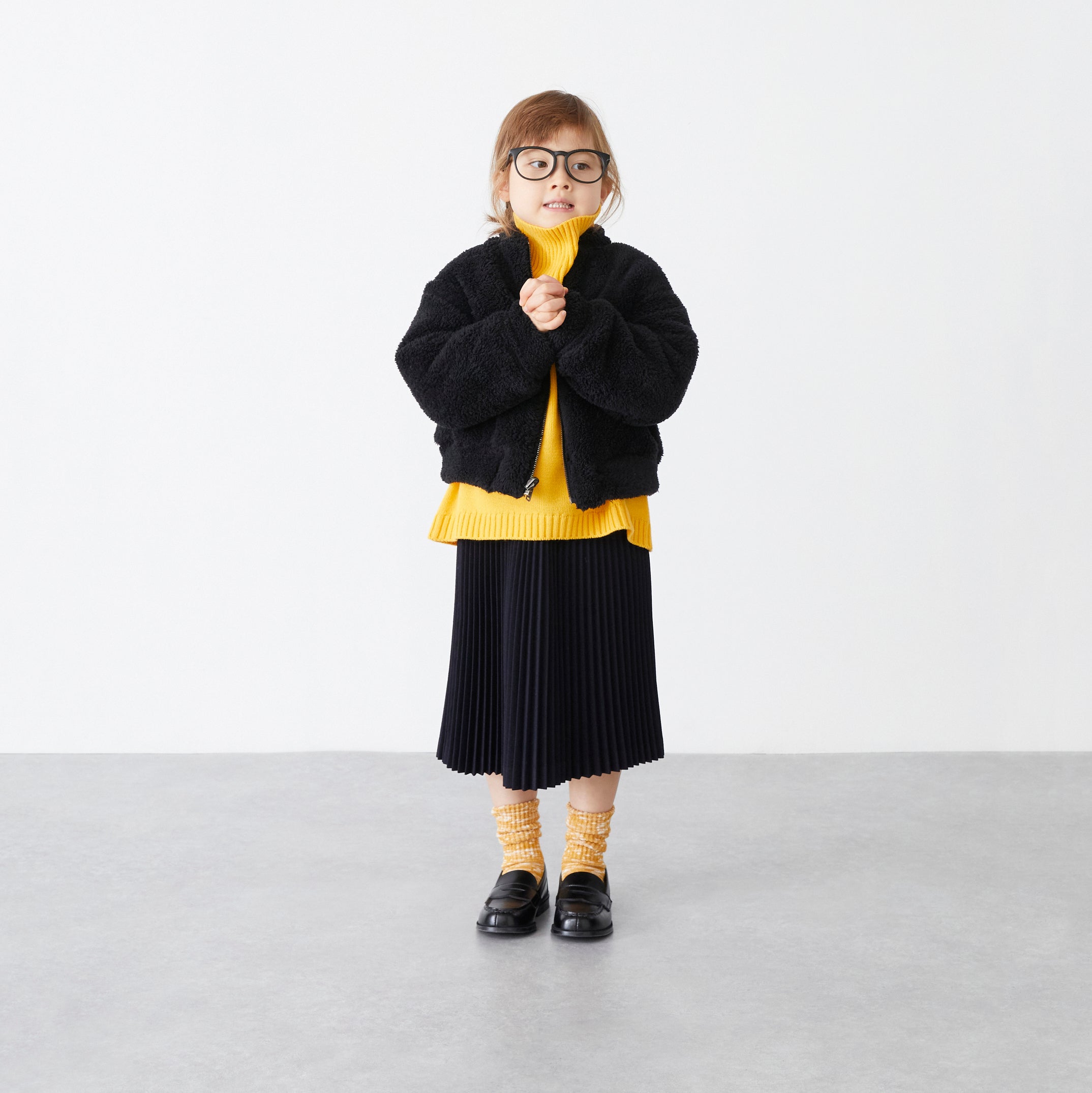 Girls Navy Pleated Skirt