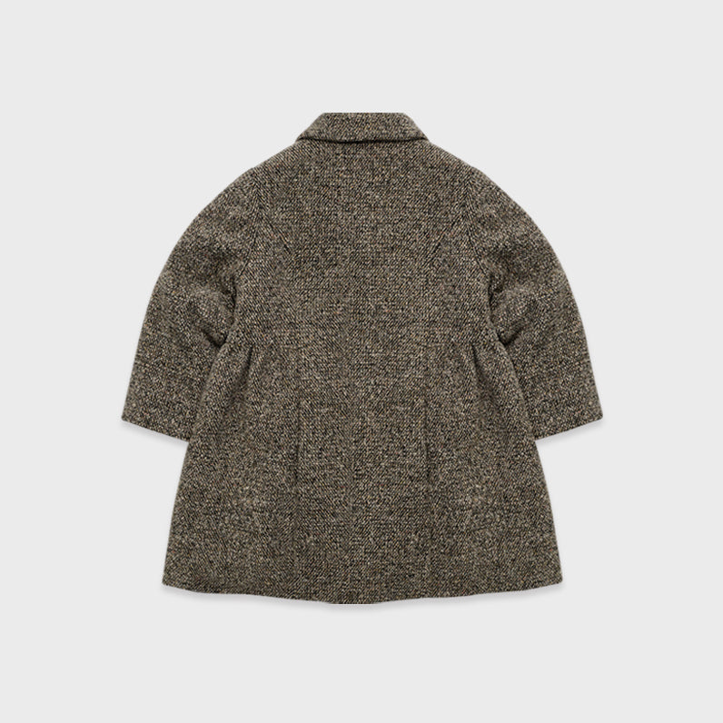 Girls Khaki Padded Wool Coat
