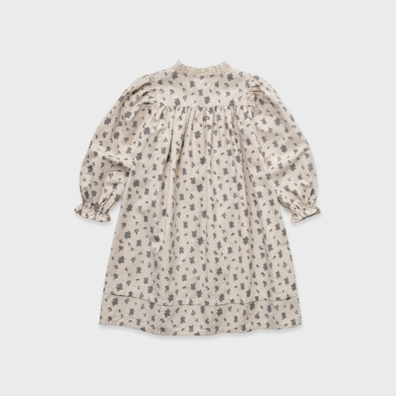 Girls Beige Floral Cotton Dress
