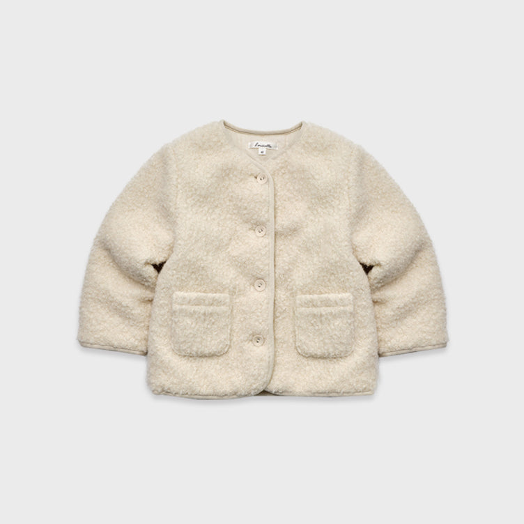 Girls White Sherpa Fleece Padded Jacket
