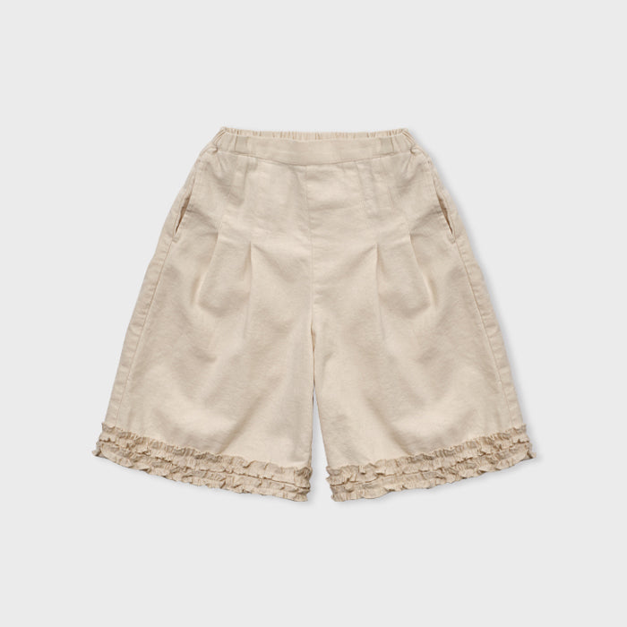 Girls Cream Lace Cotton Shorts
