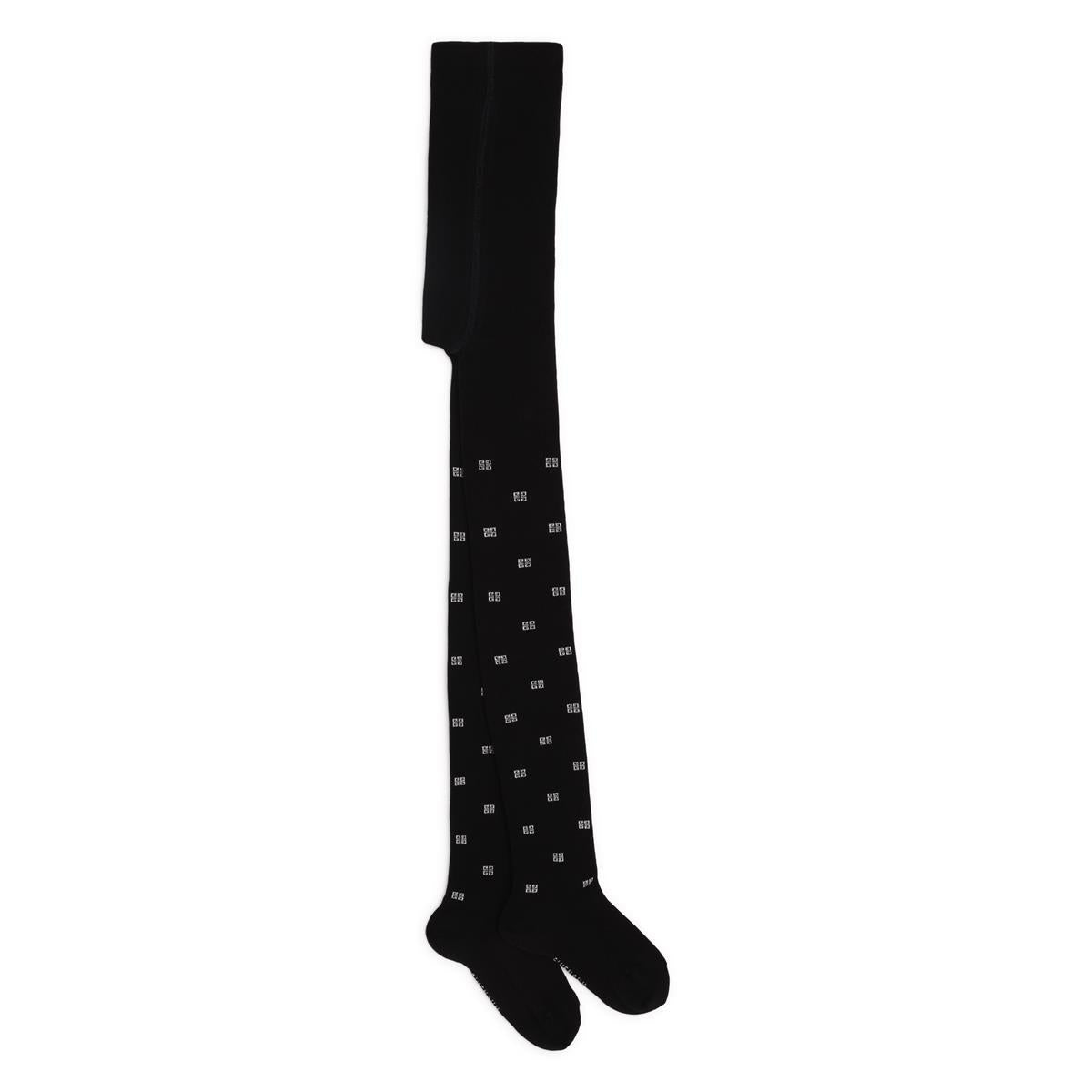 Girls Black Logo Cotton Tights