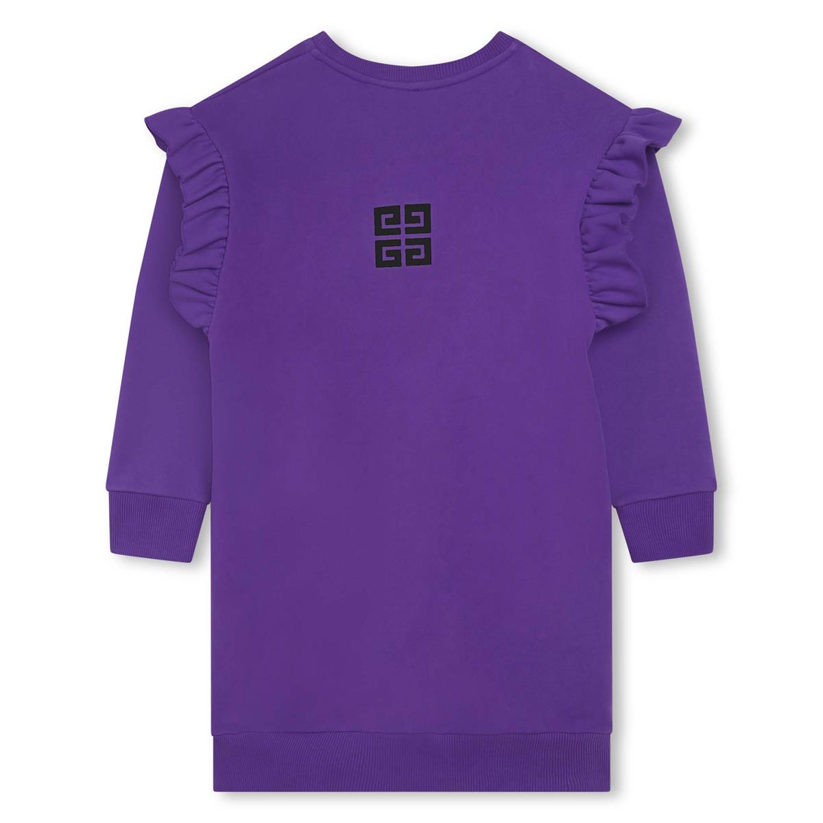Girls Purple Logo Cotton Dress