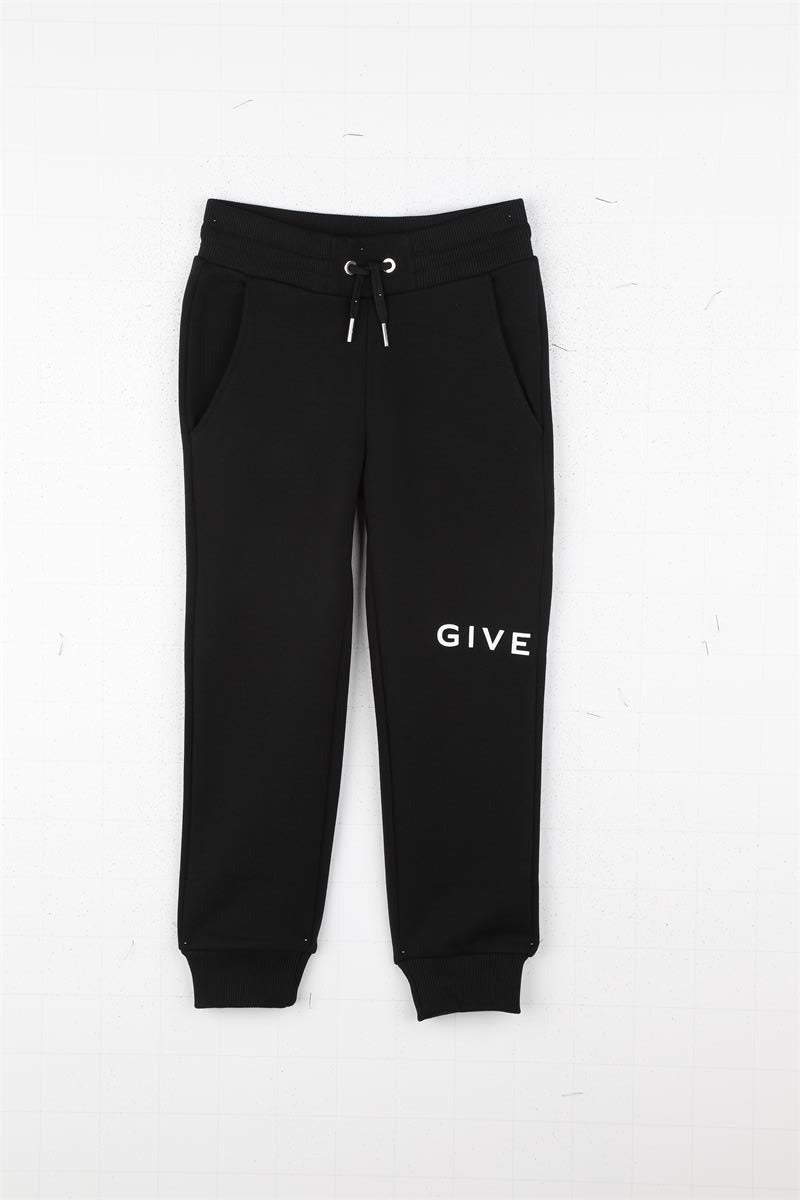 Girls Black Logo Cotton Trousers