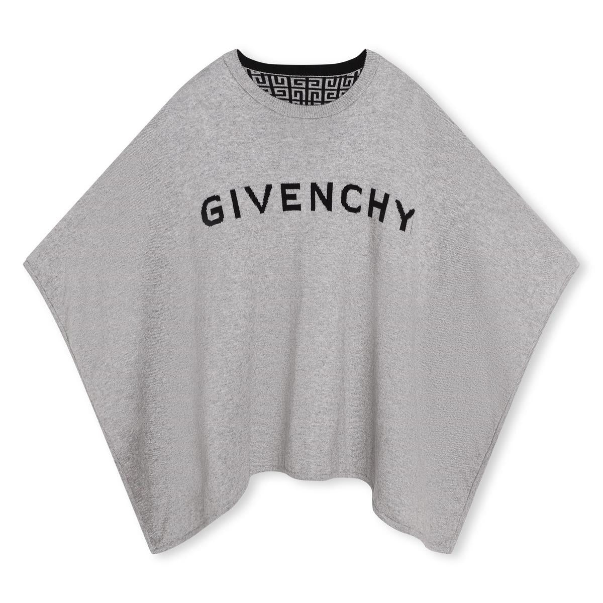 Girls Grey Logo Wool Cape