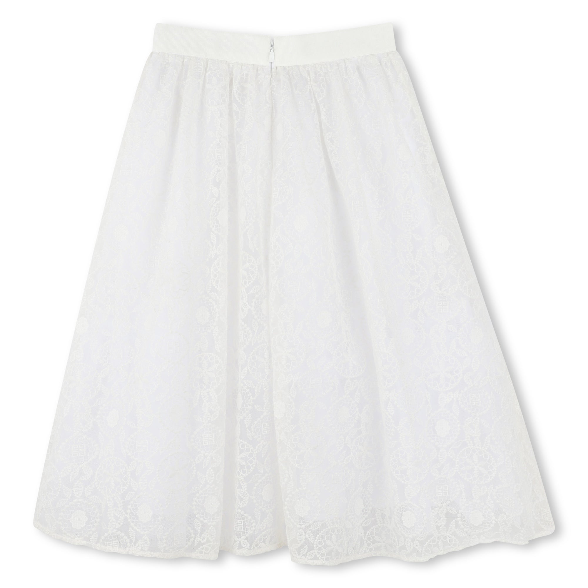 Girls White Embroidery Logo Skirt