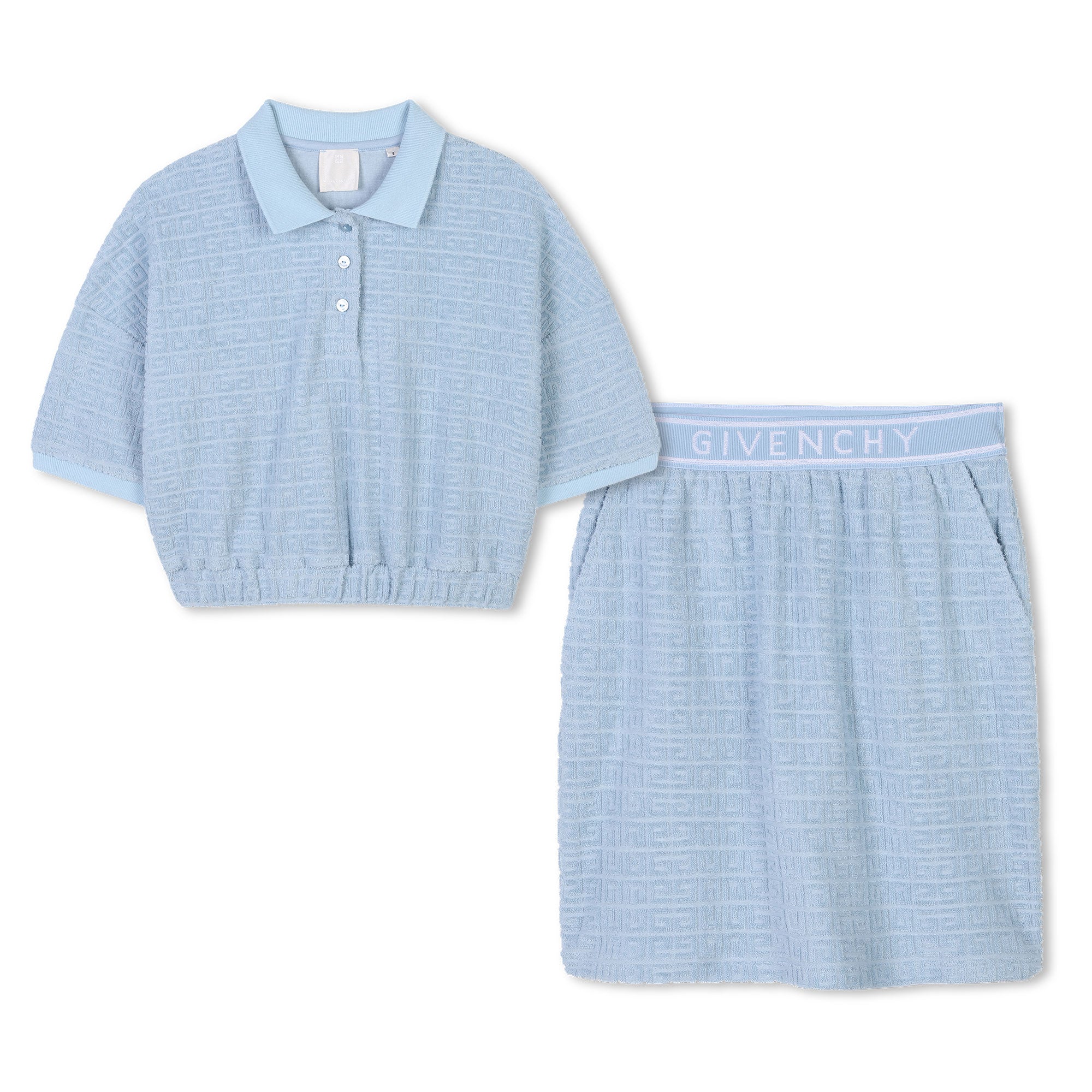 Girls Blue Cotton Skirt Set