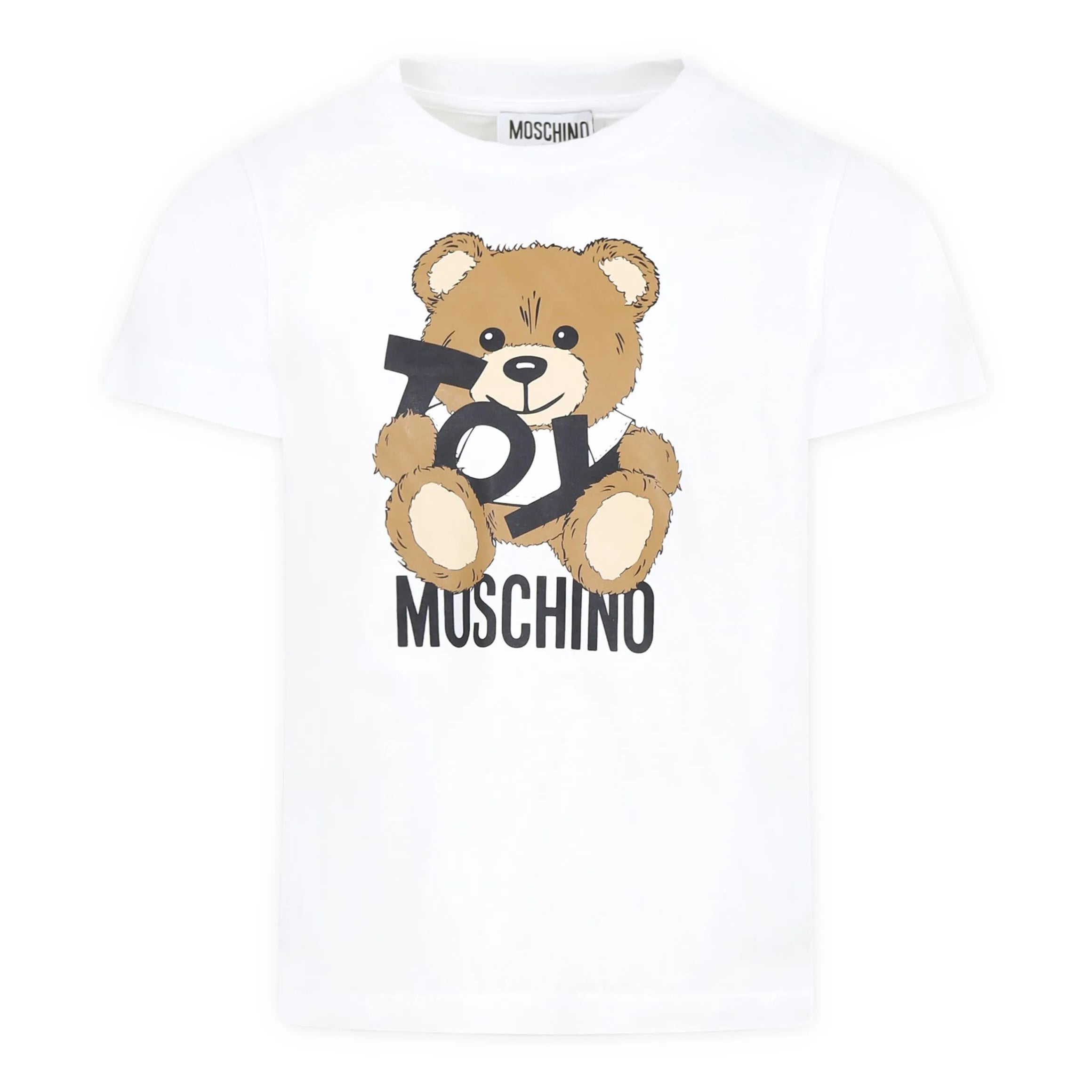 Boys & Girls White Printed Cotton T-Shirt